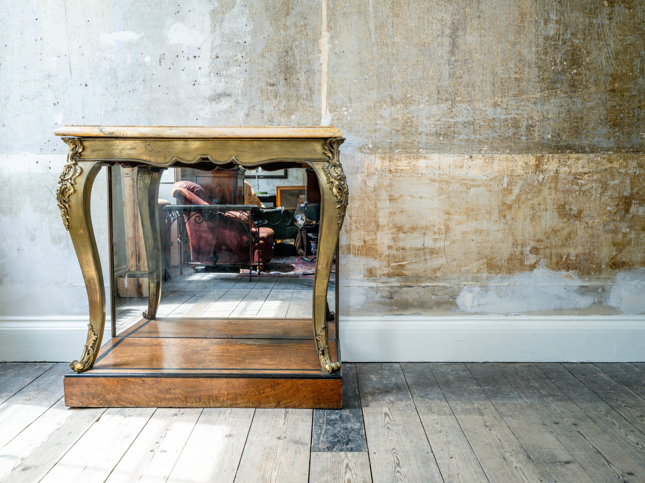 A George IV Mirrored, Bronze & Scagliola Console Table