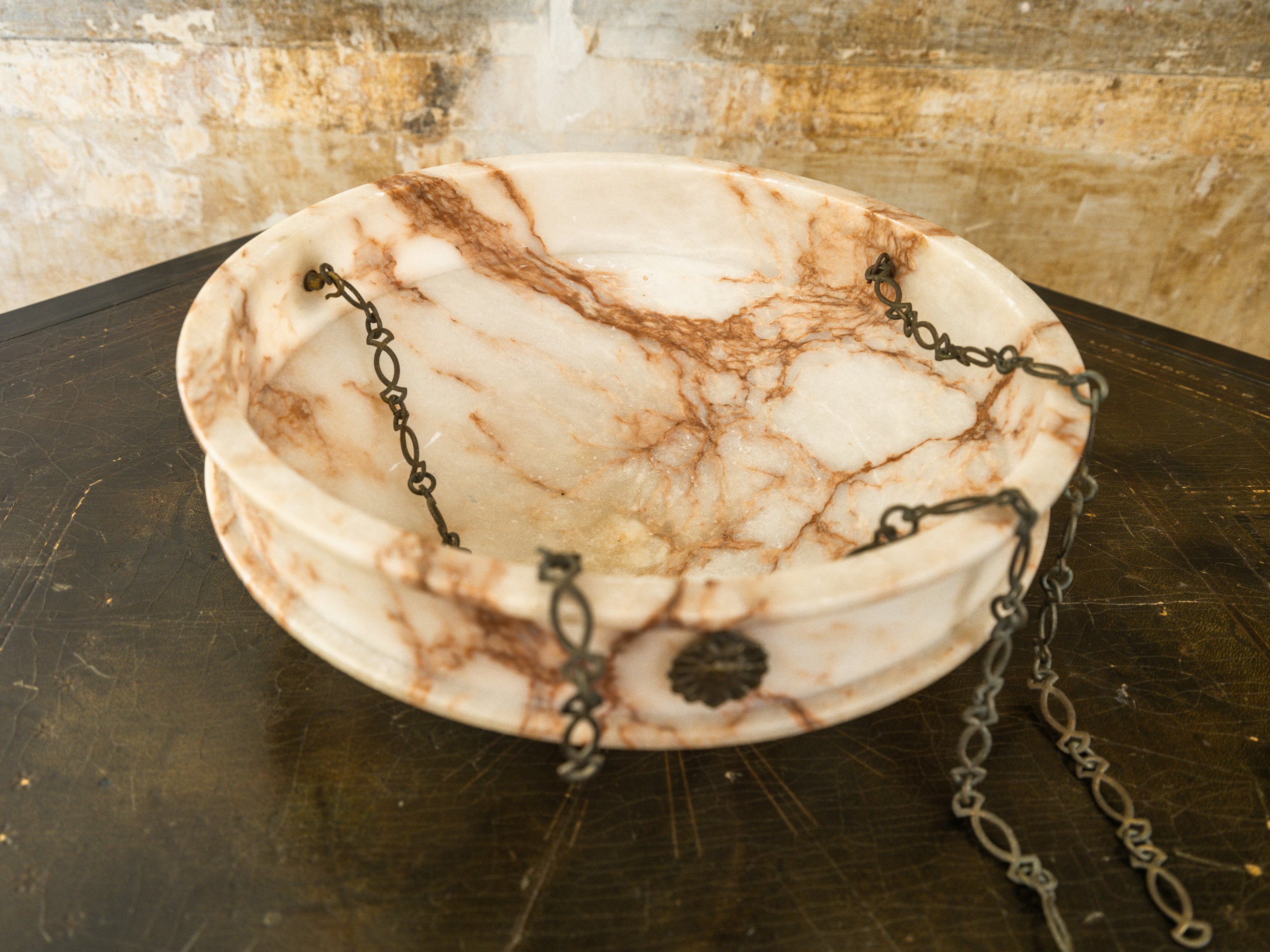 An Early 20th Century Alabaster Dish Light