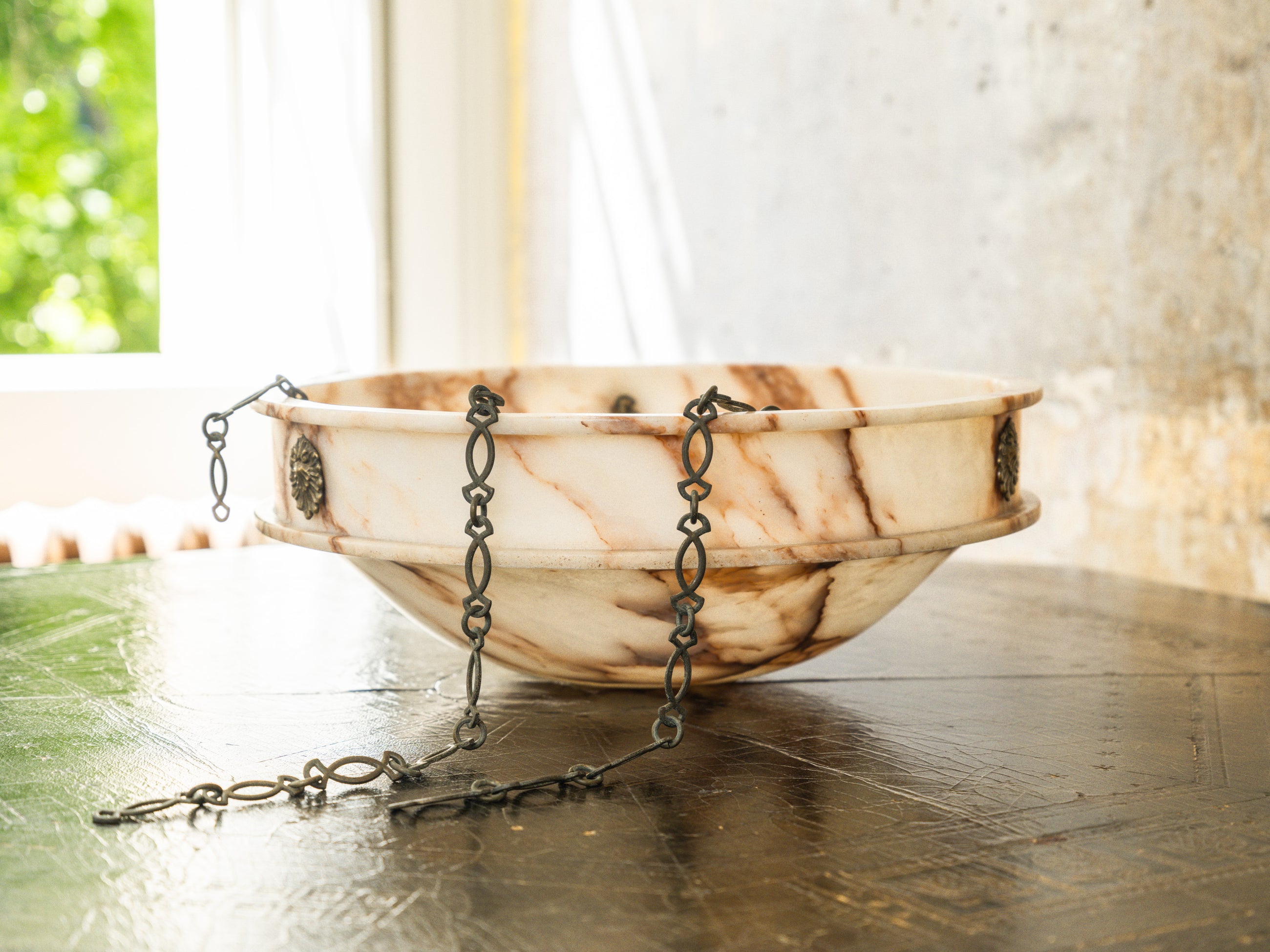 An Early 20th Century Alabaster Dish Light