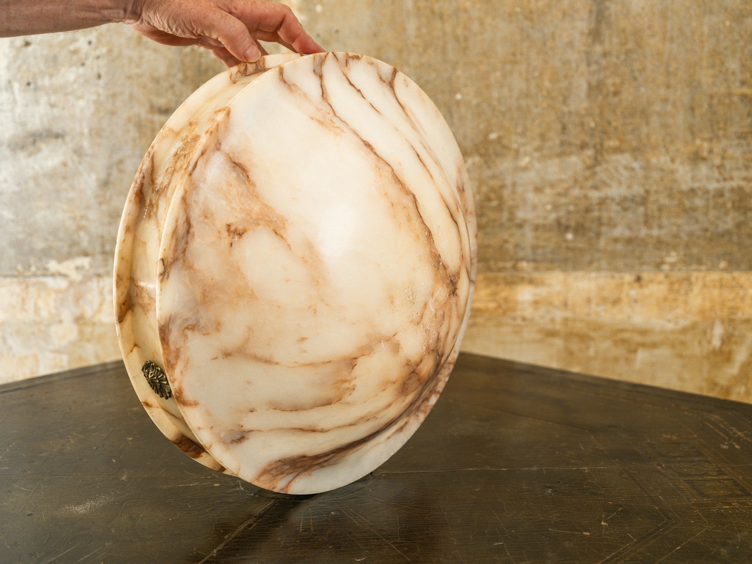 An Early 20th Century Alabaster Dish Light