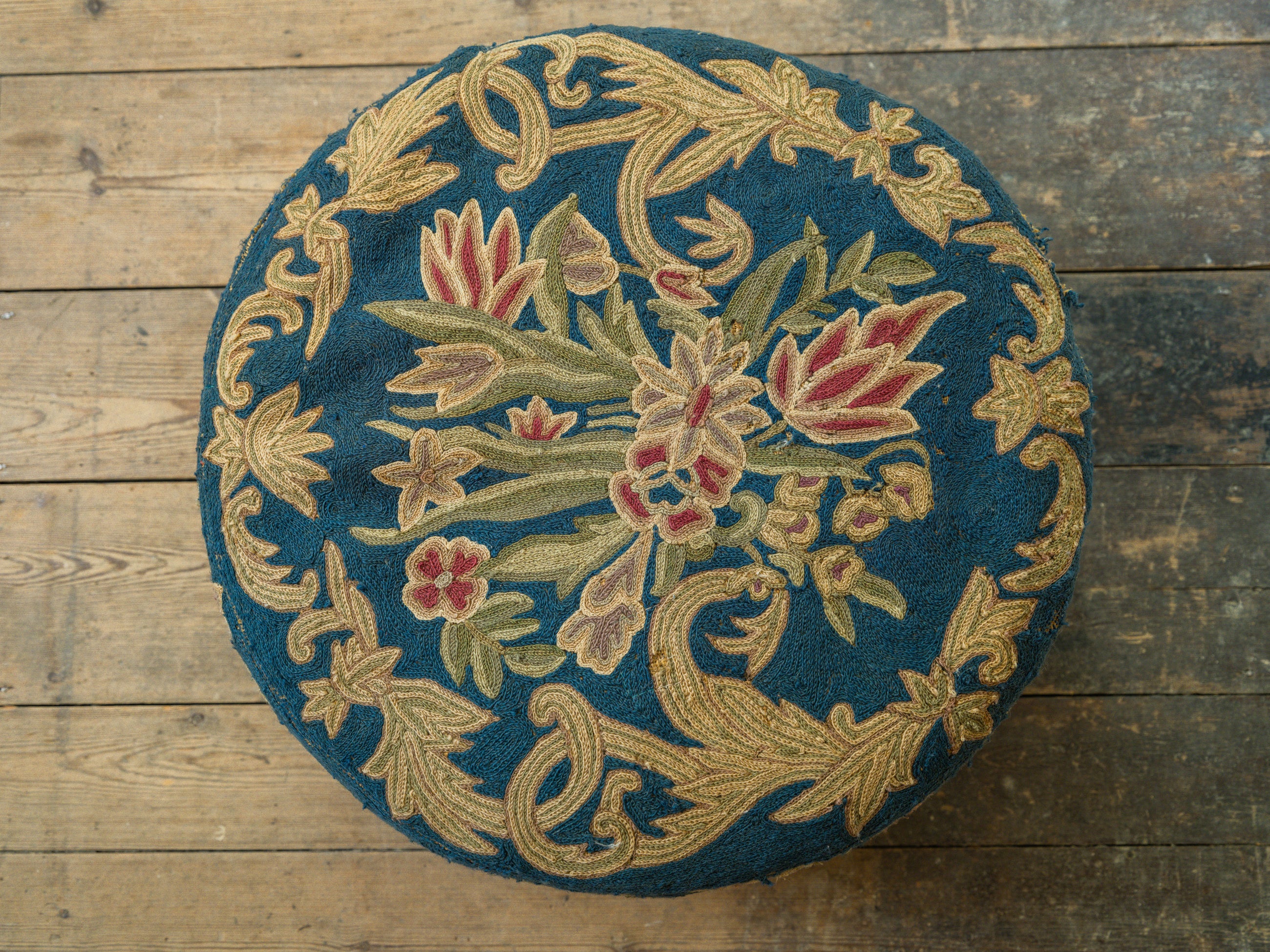 A 19th Century Crewel Work Pouffe