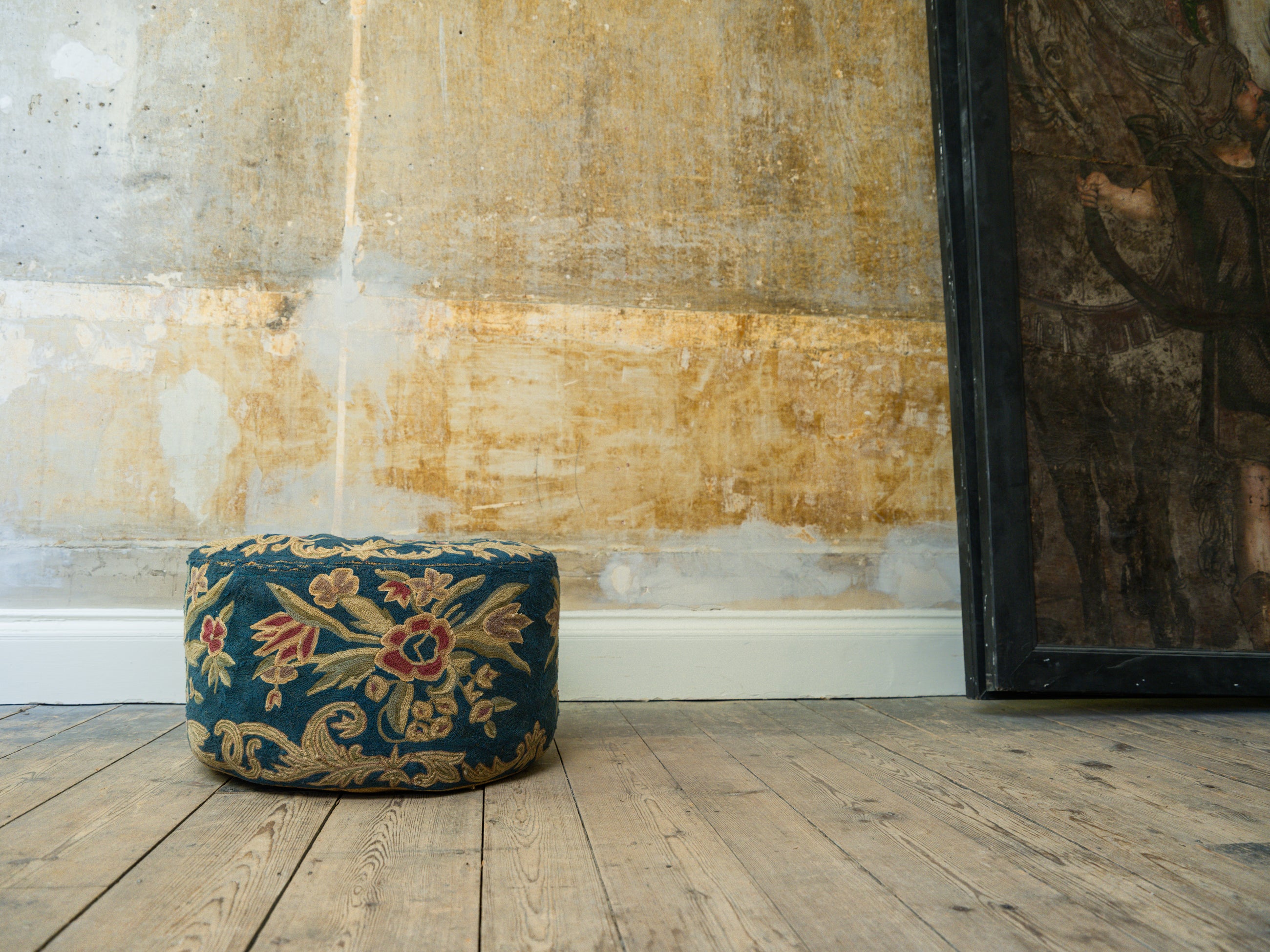 A 19th Century Crewel Work Pouffe
