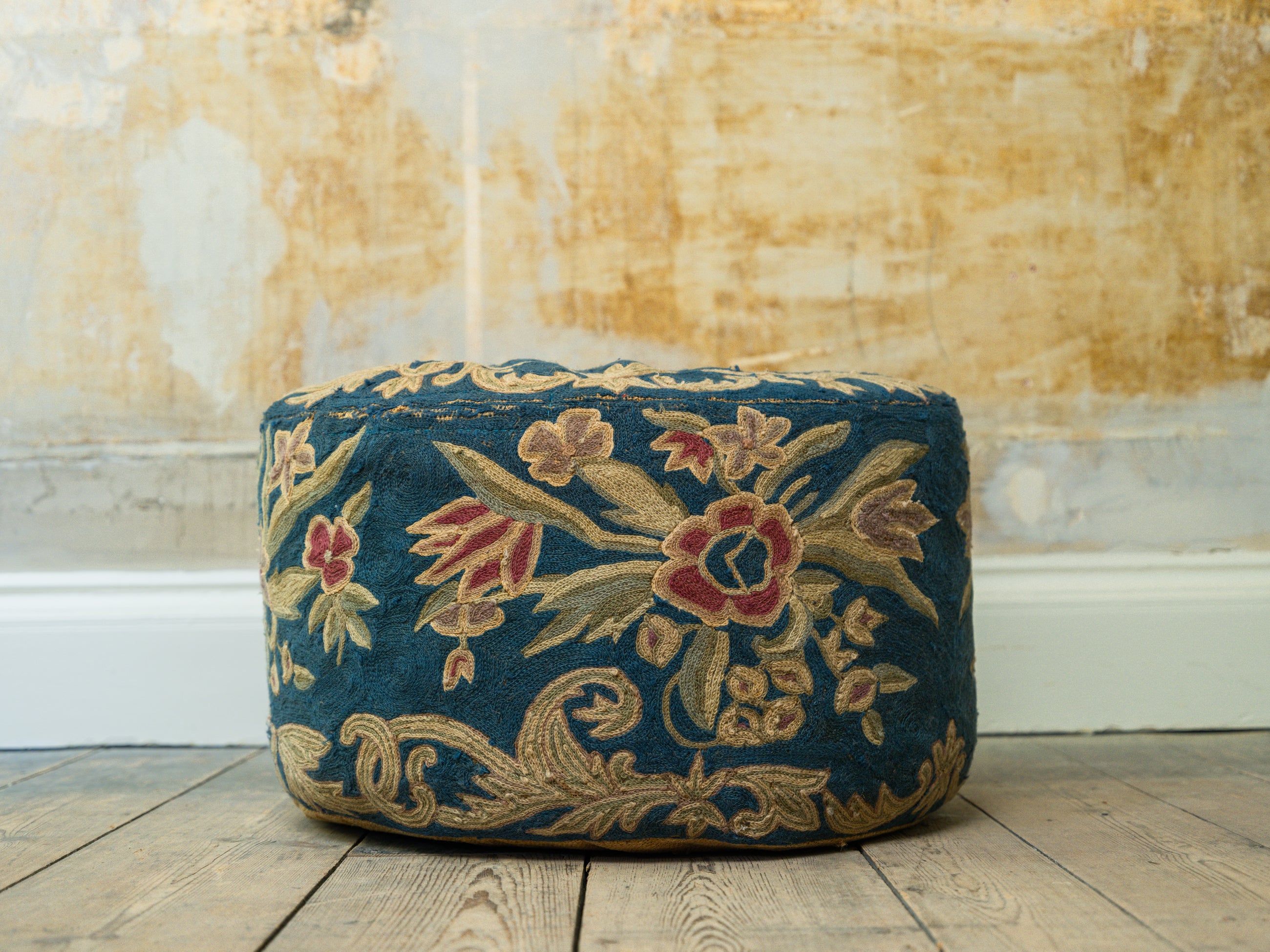 A 19th Century Crewel Work Pouffe