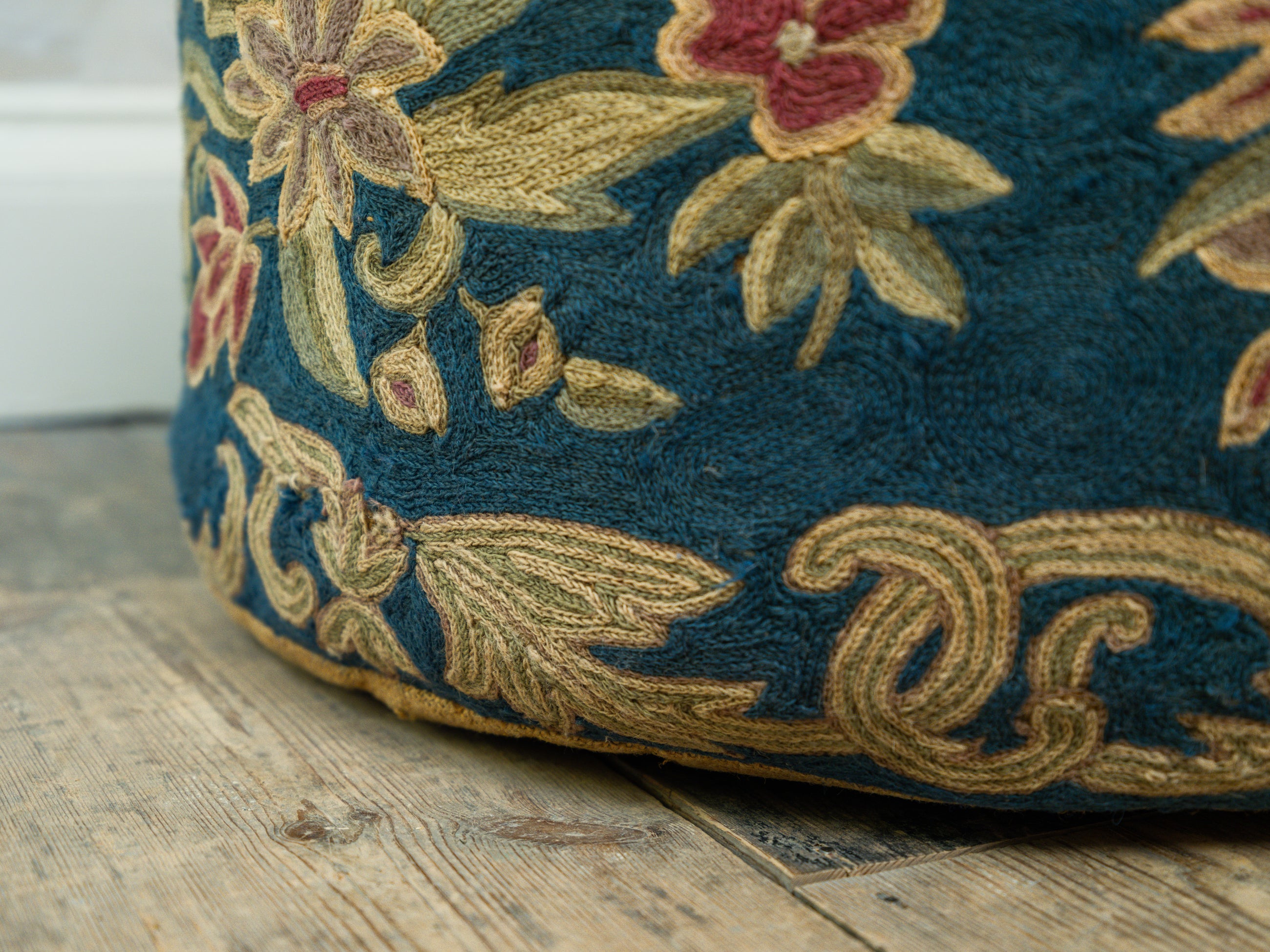 A 19th Century Crewel Work Pouffe