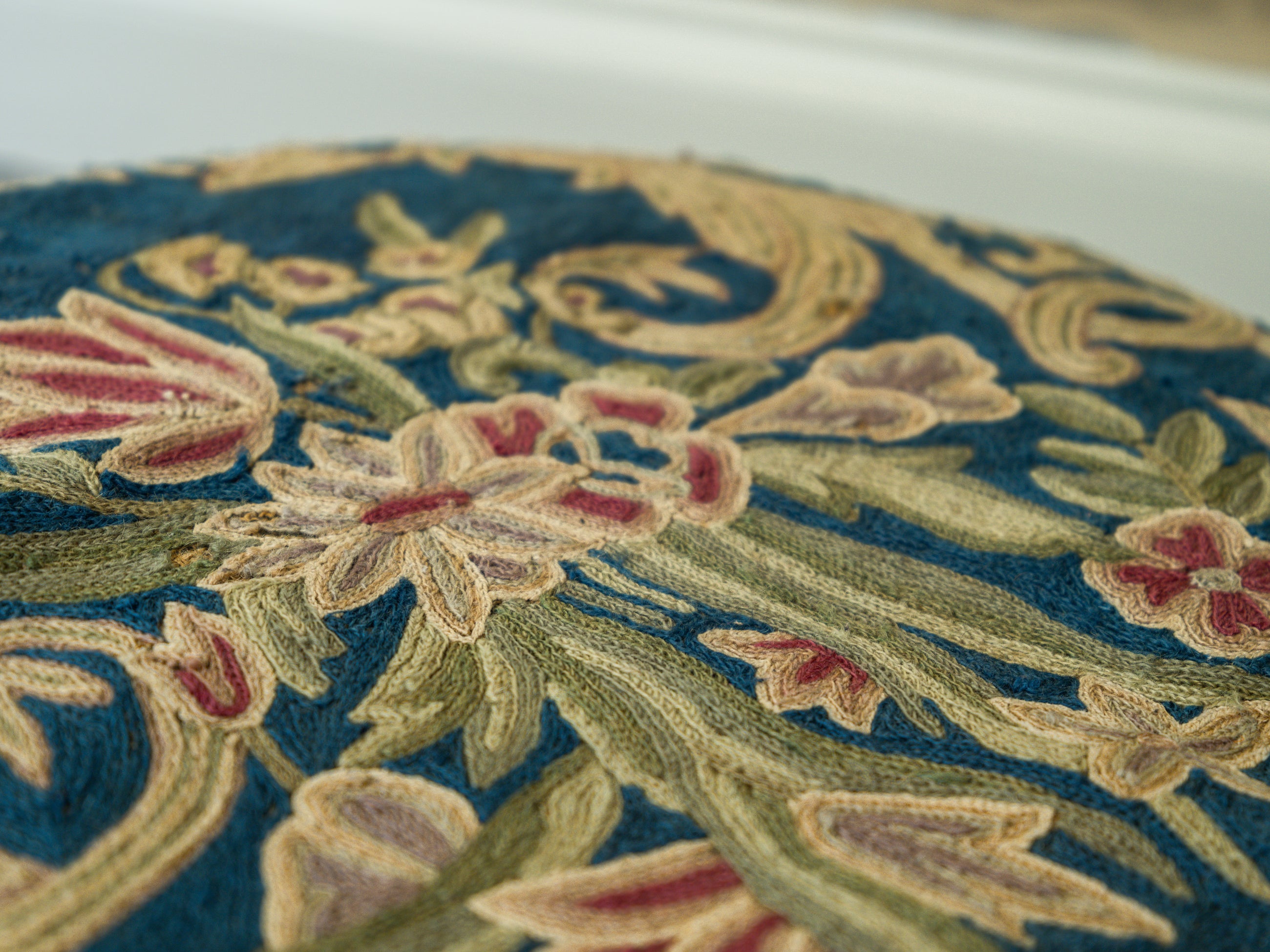 A 19th Century Crewel Work Pouffe