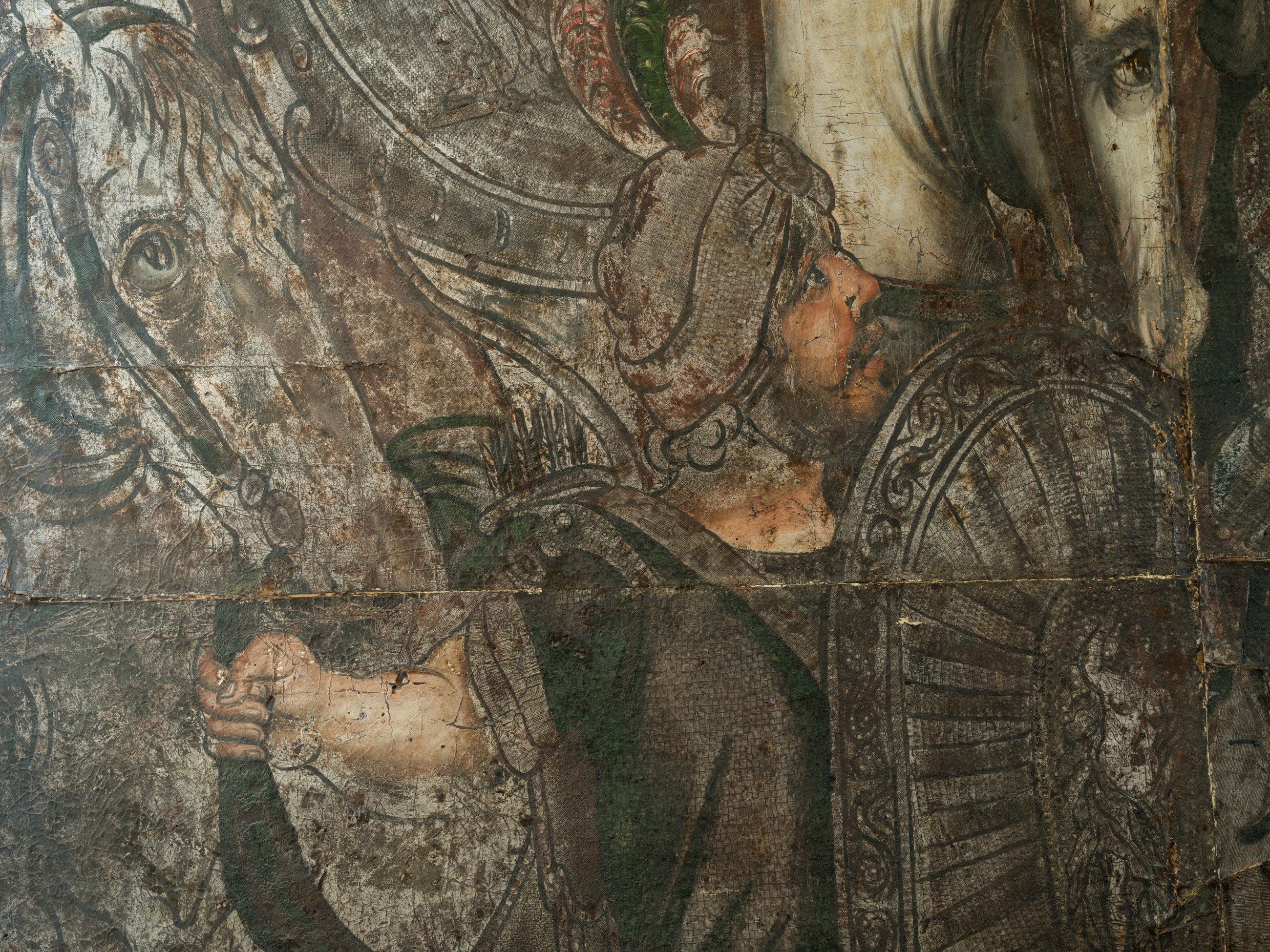 18th Century Oil on Leather "The Battle of Cannae"