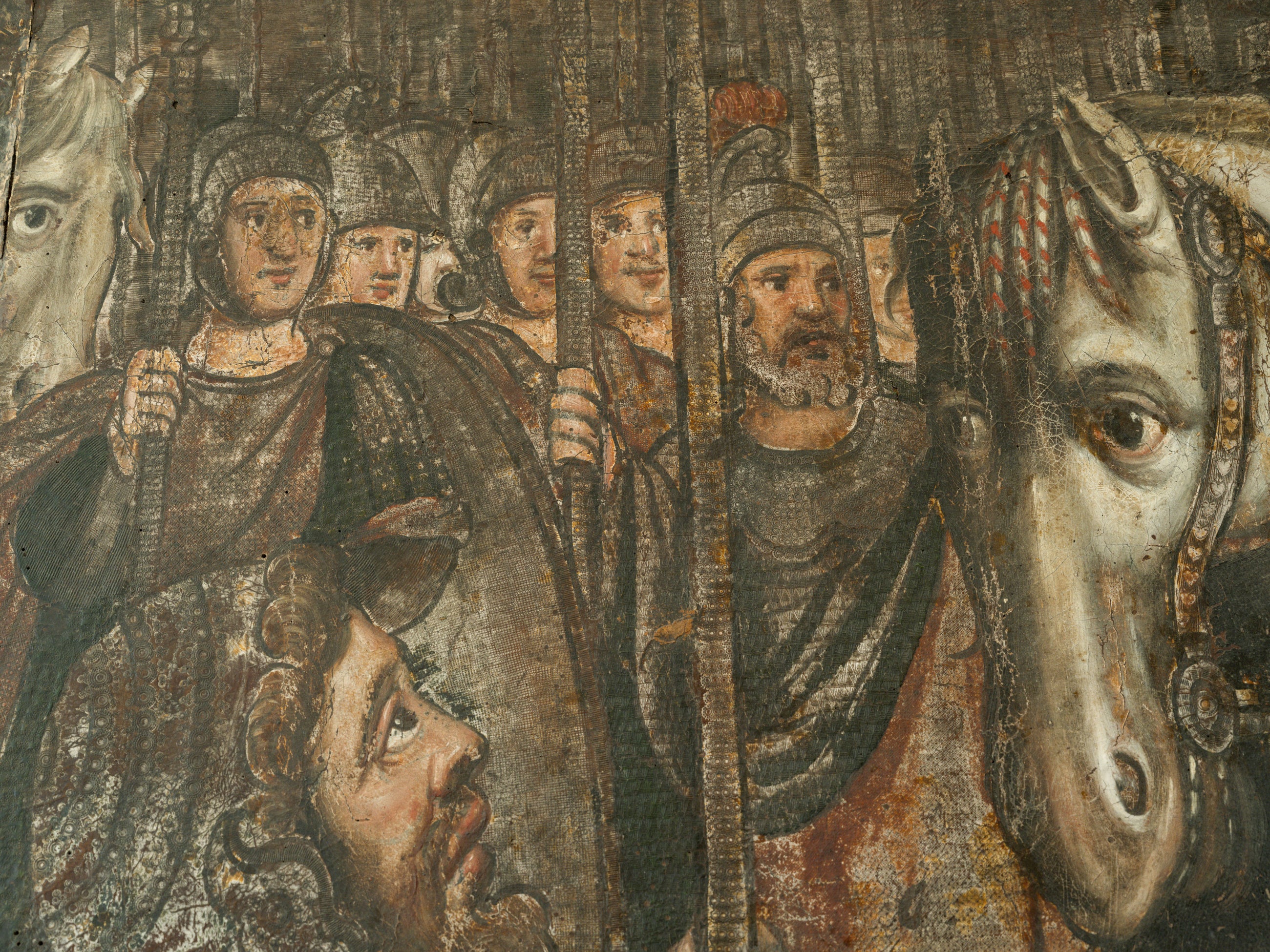 18th Century Oil on Leather "The Battle of Cannae"