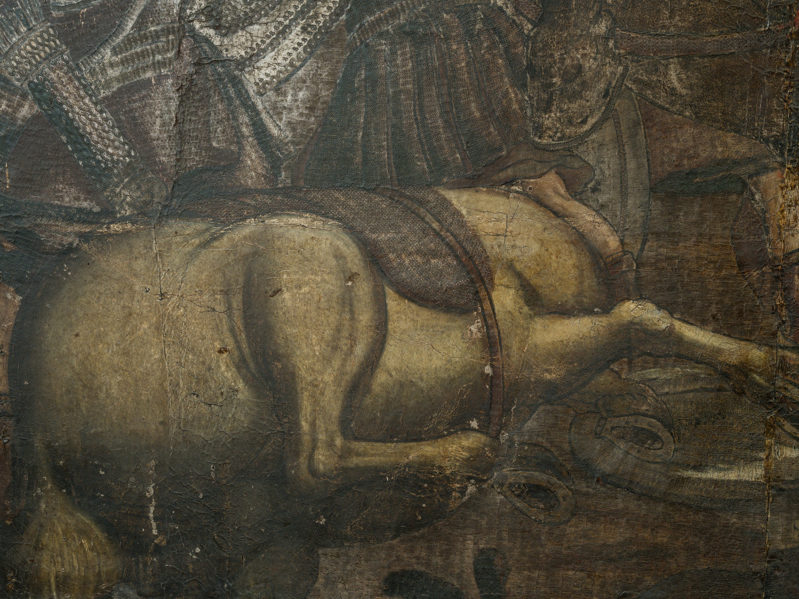 18th Century Oil on Leather "The Battle of Cannae"