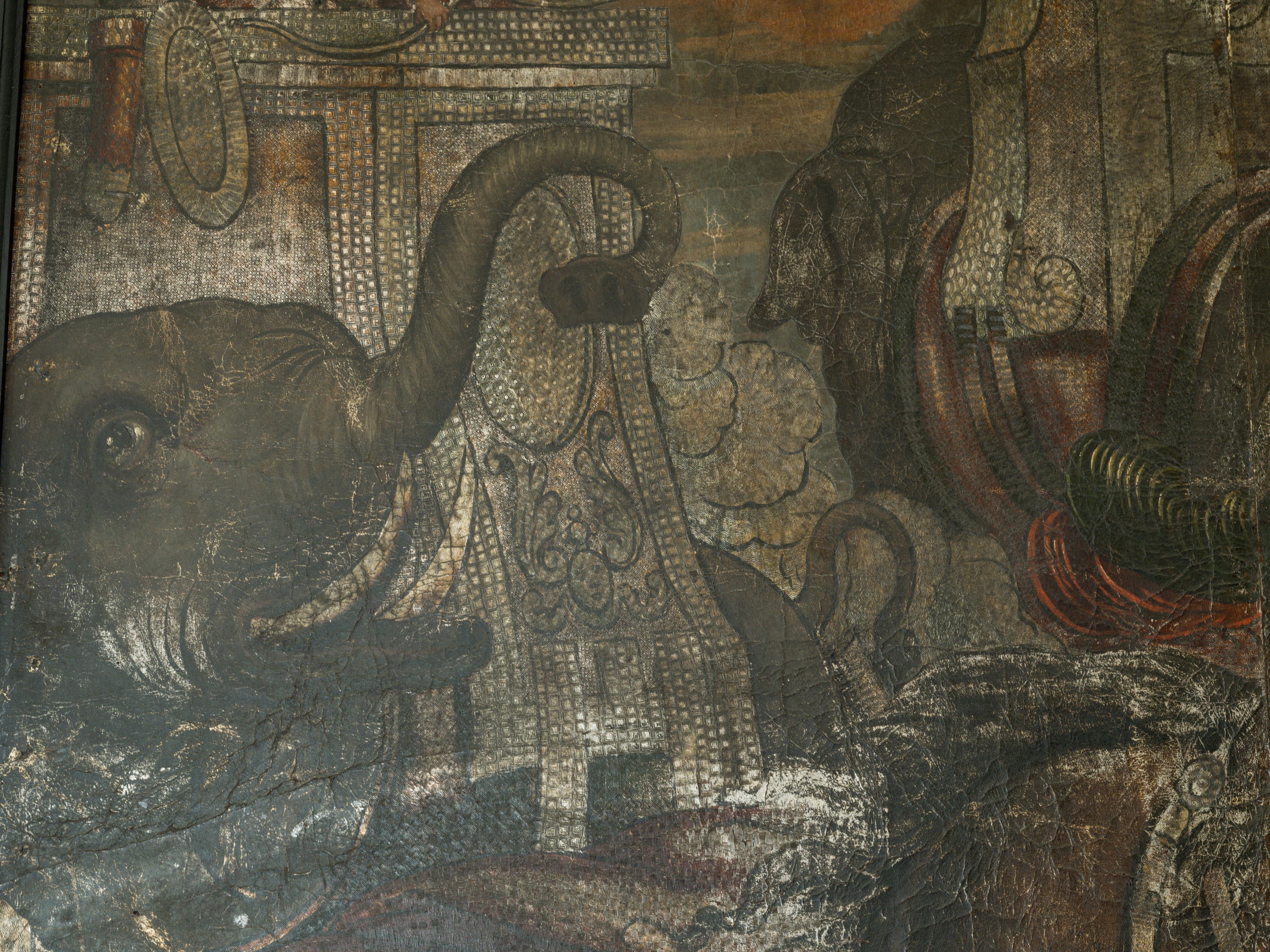 18th Century Oil on Leather "The Battle of Cannae"