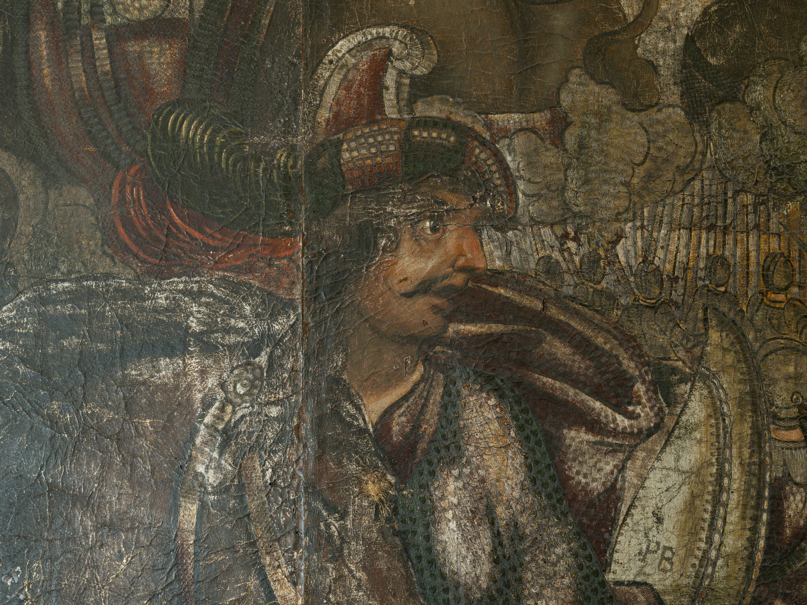 18th Century Oil on Leather "The Battle of Cannae"