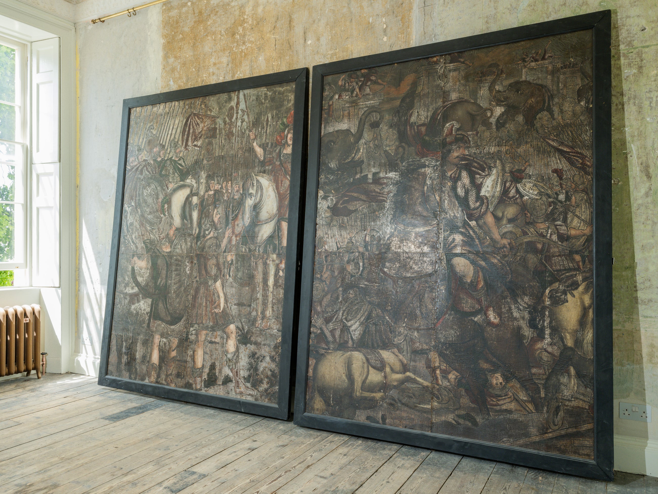 18th Century Oil on Leather "The Battle of Cannae"