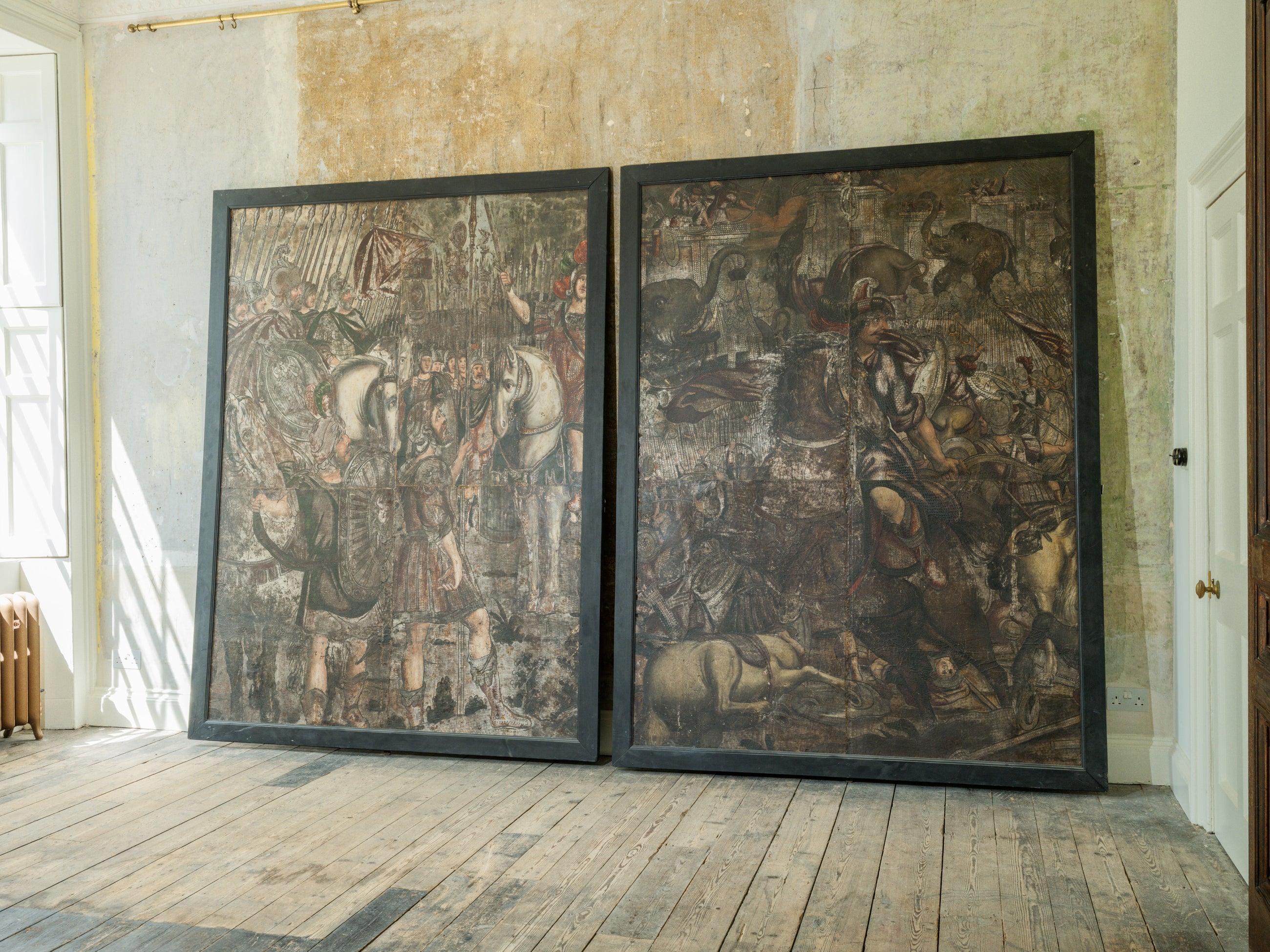 18th Century Oil on Leather "The Battle of Cannae"