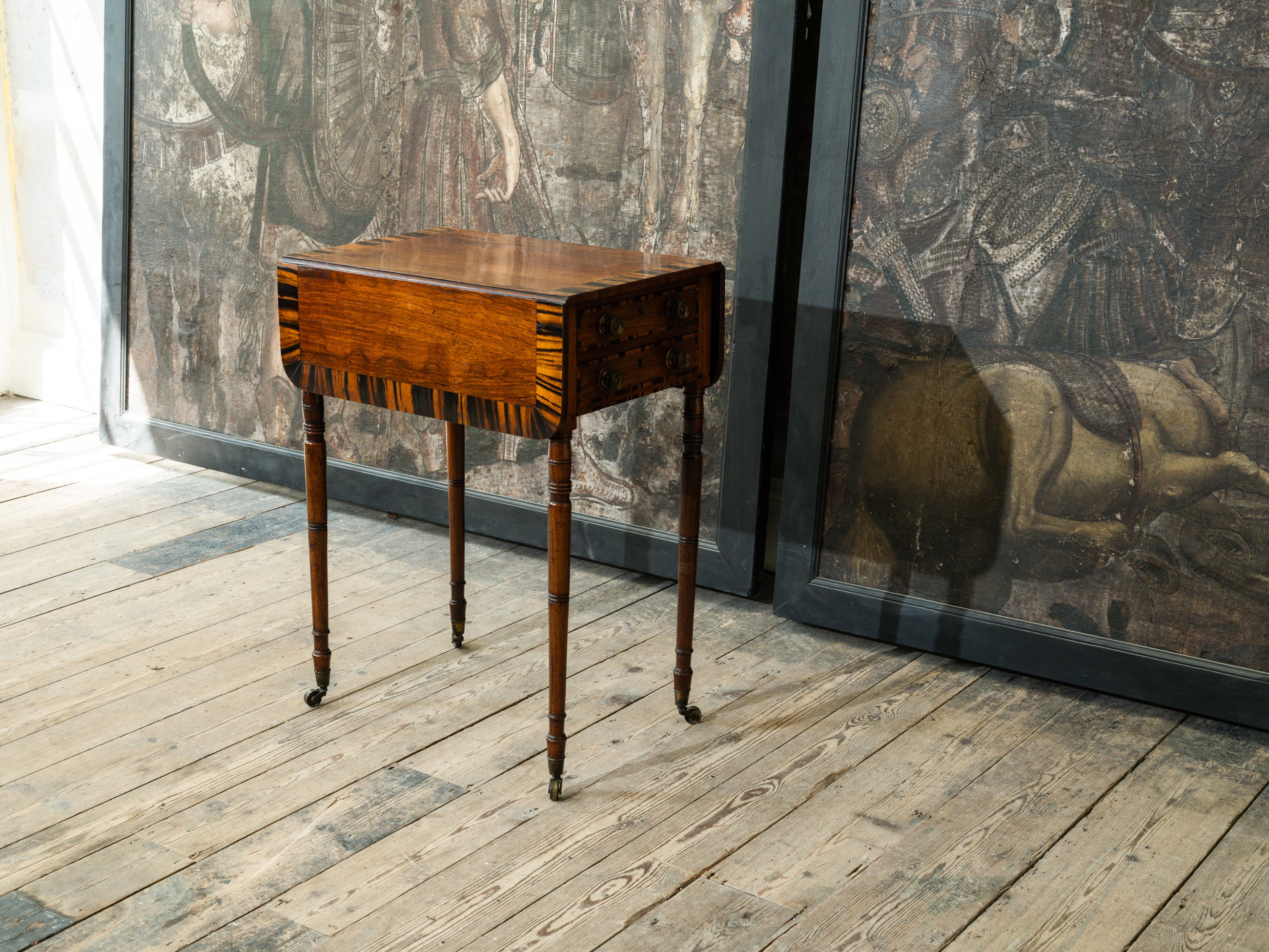 George III Zebra Wood & Mahogany Pembroke Table