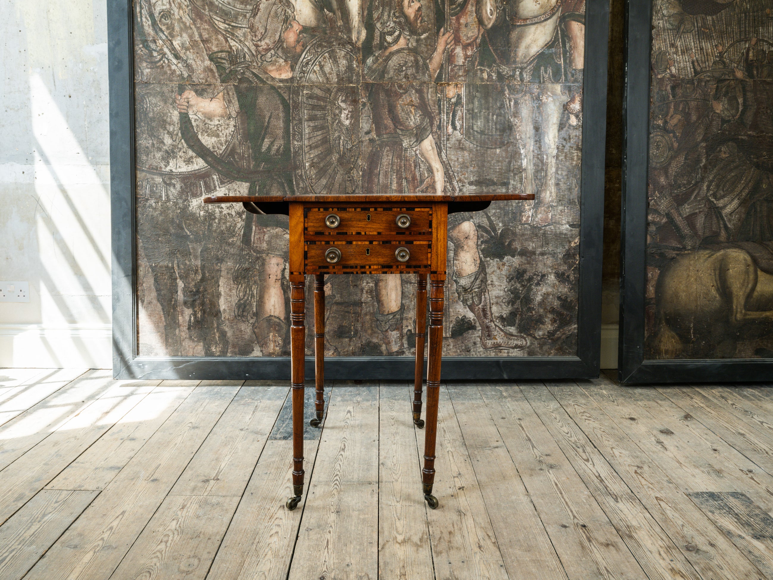 George III Zebra Wood & Mahogany Pembroke Table