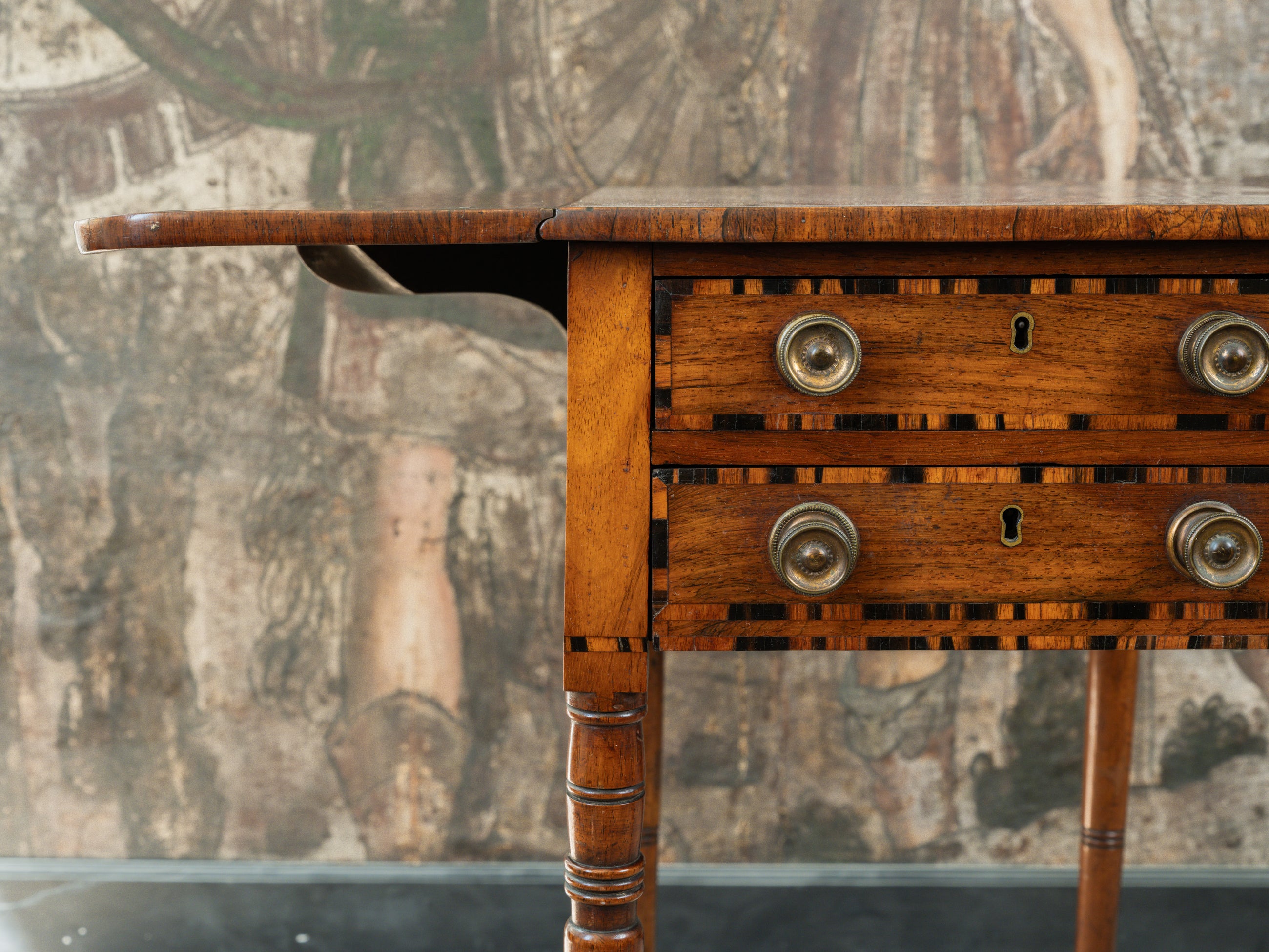 George III Zebra Wood & Mahogany Pembroke Table