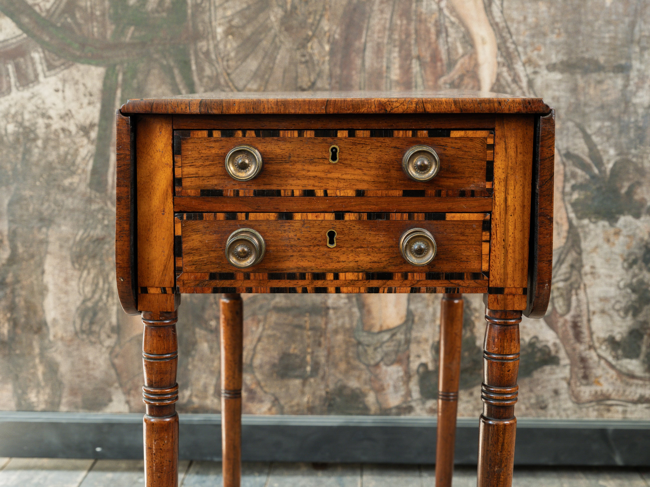 George III Zebra Wood & Mahogany Pembroke Table