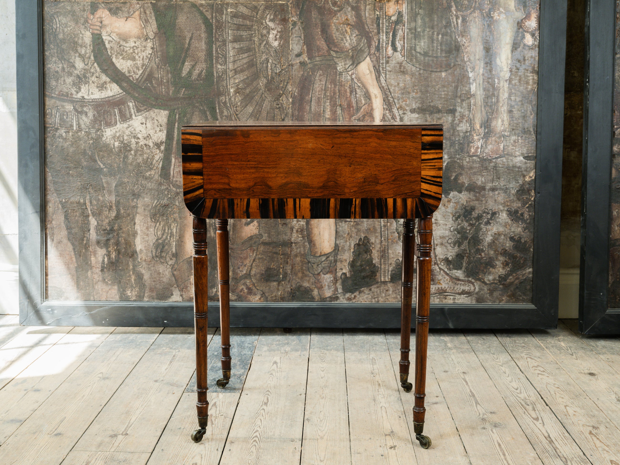 George III Zebra Wood & Mahogany Pembroke Table