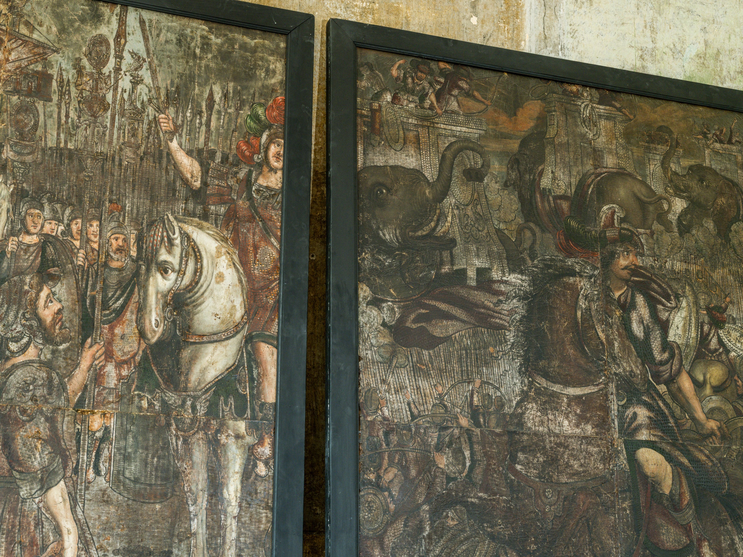 18th Century Oil on Leather "The Battle of Cannae"