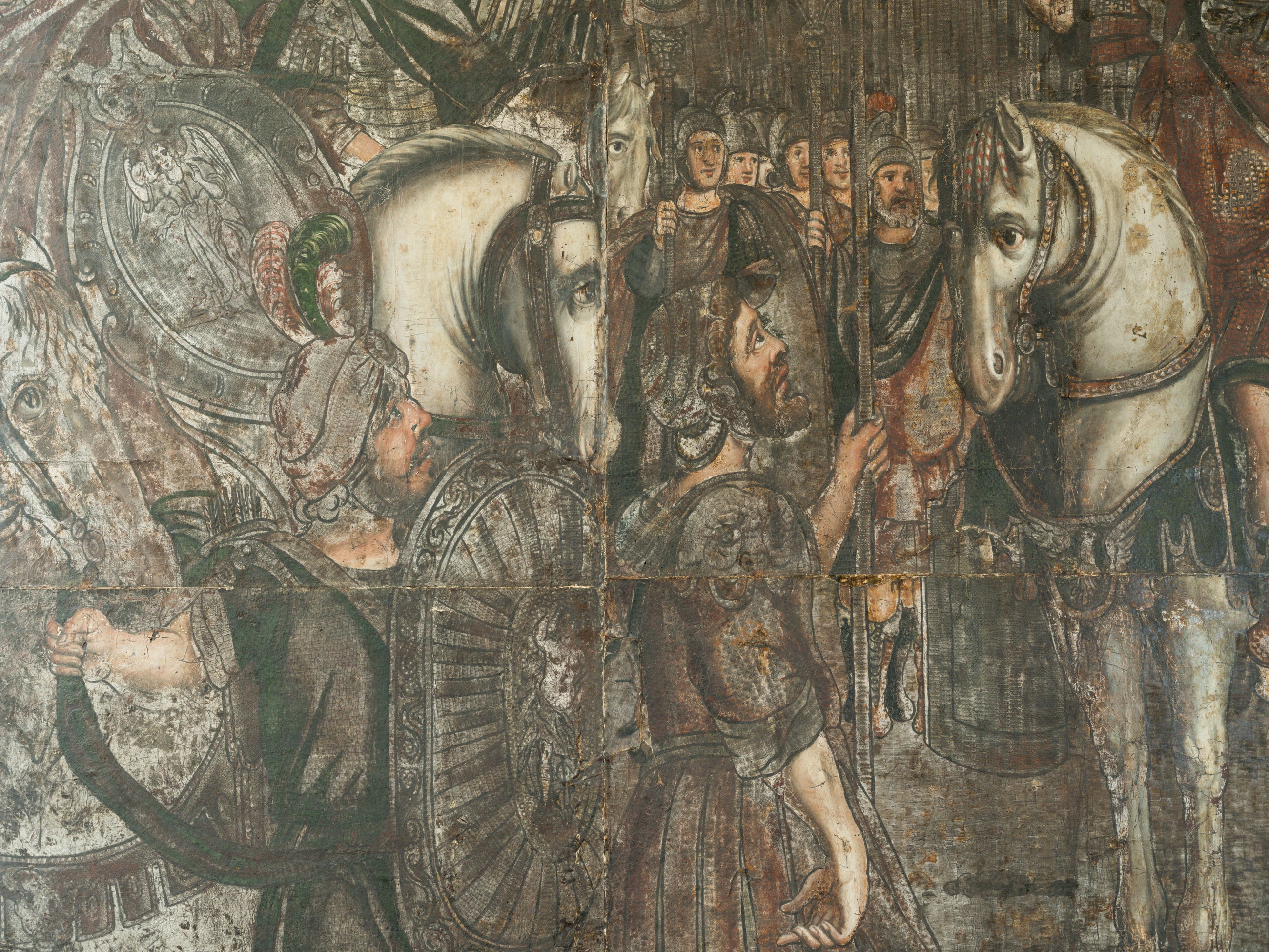 18th Century Oil on Leather "The Battle of Cannae"