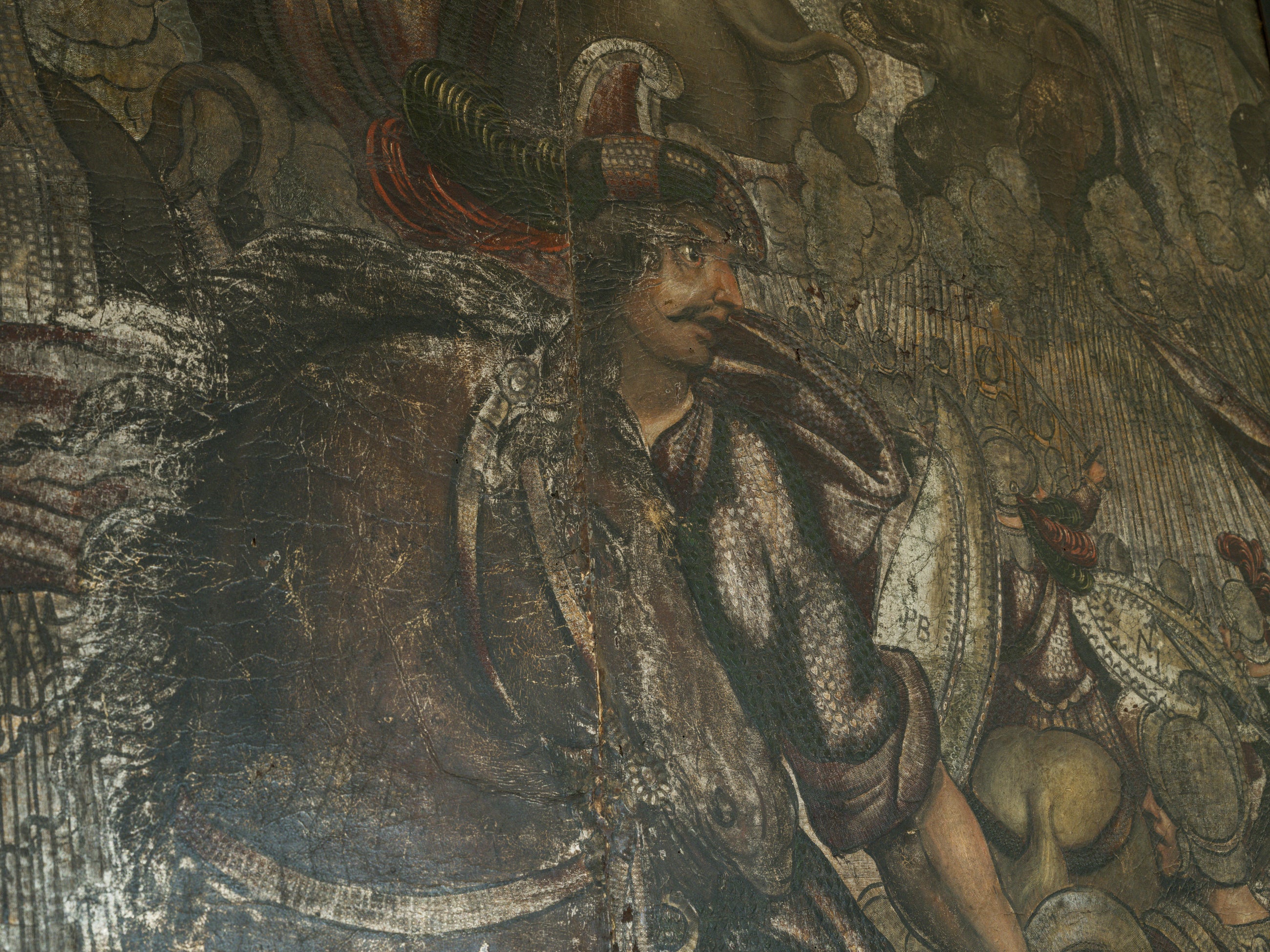 18th Century Oil on Leather "The Battle of Cannae"