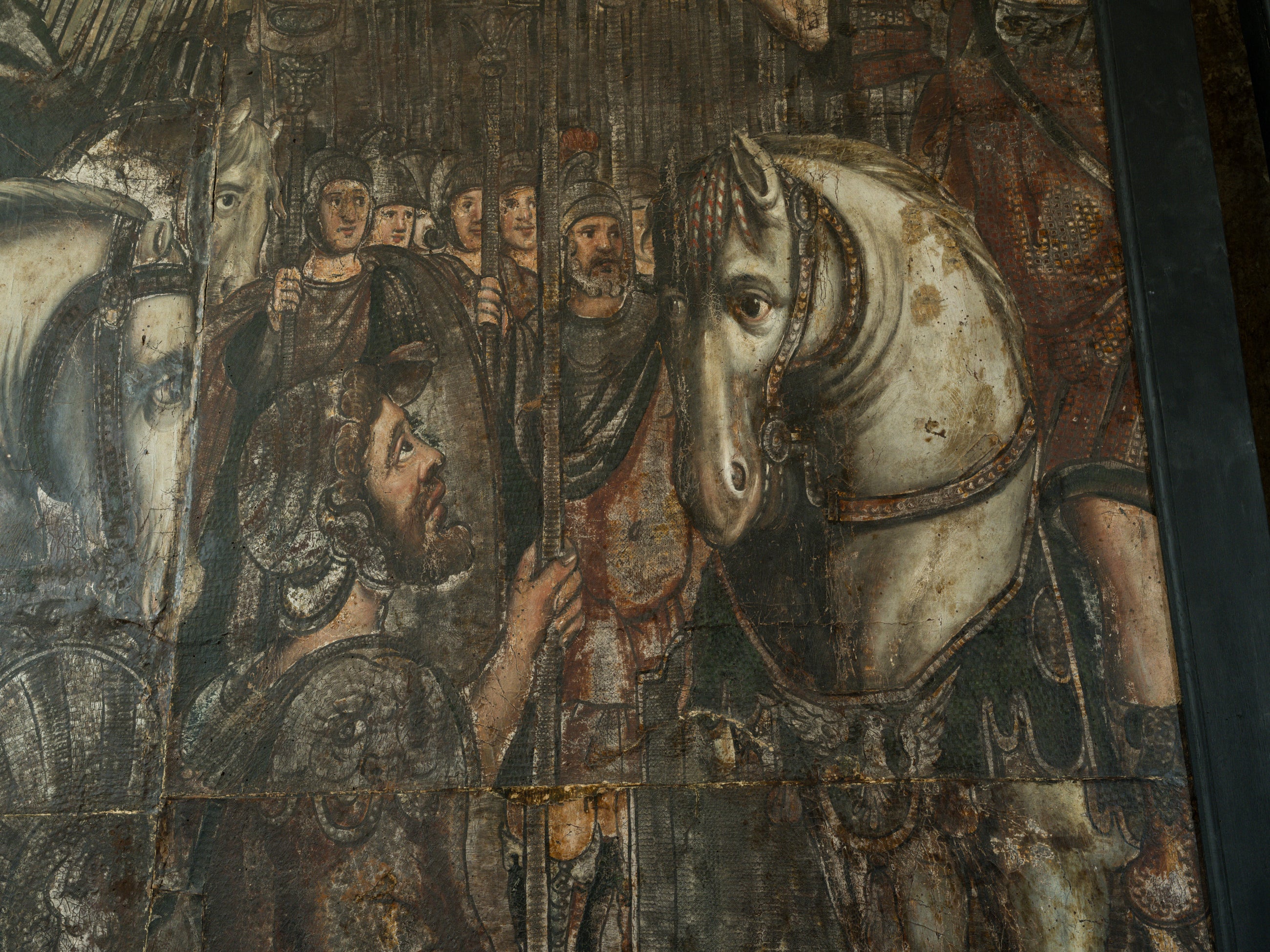 18th Century Oil on Leather "The Battle of Cannae"