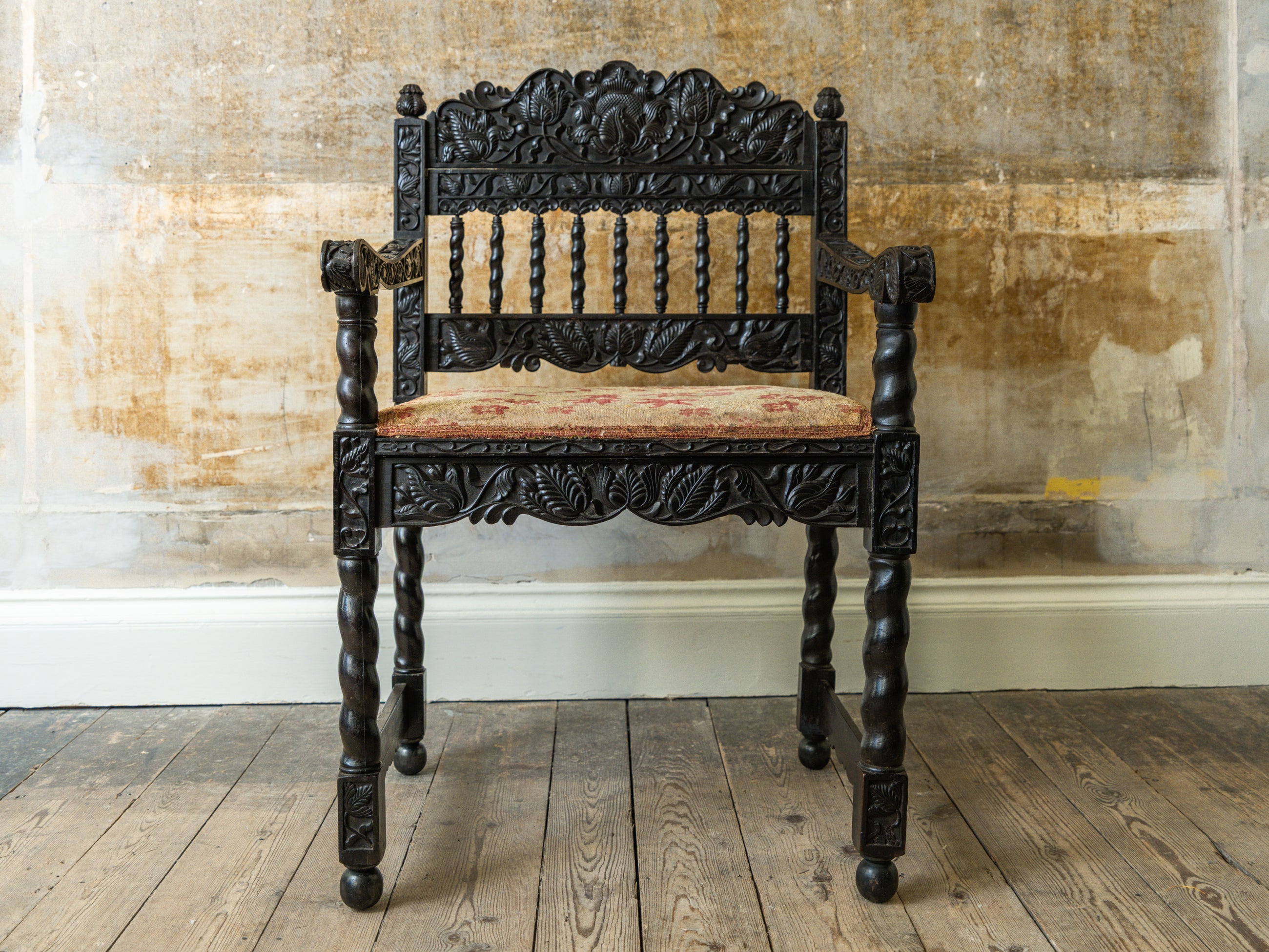 A 17th Century Dutch Colonial Ebony Armchair