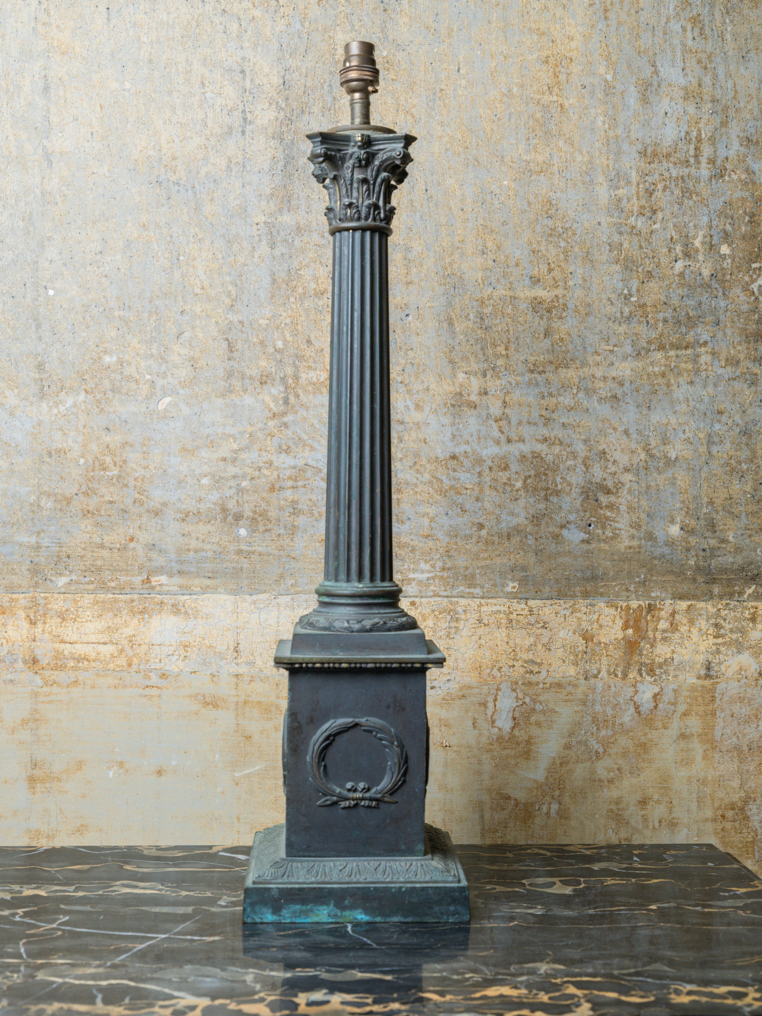 A Large 19th Century Column Table Lamp