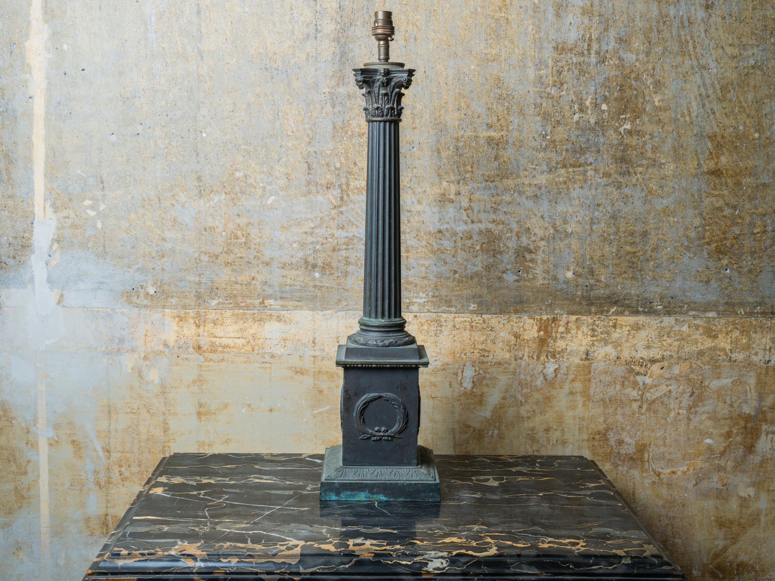 A Large 19th Century Column Table Lamp