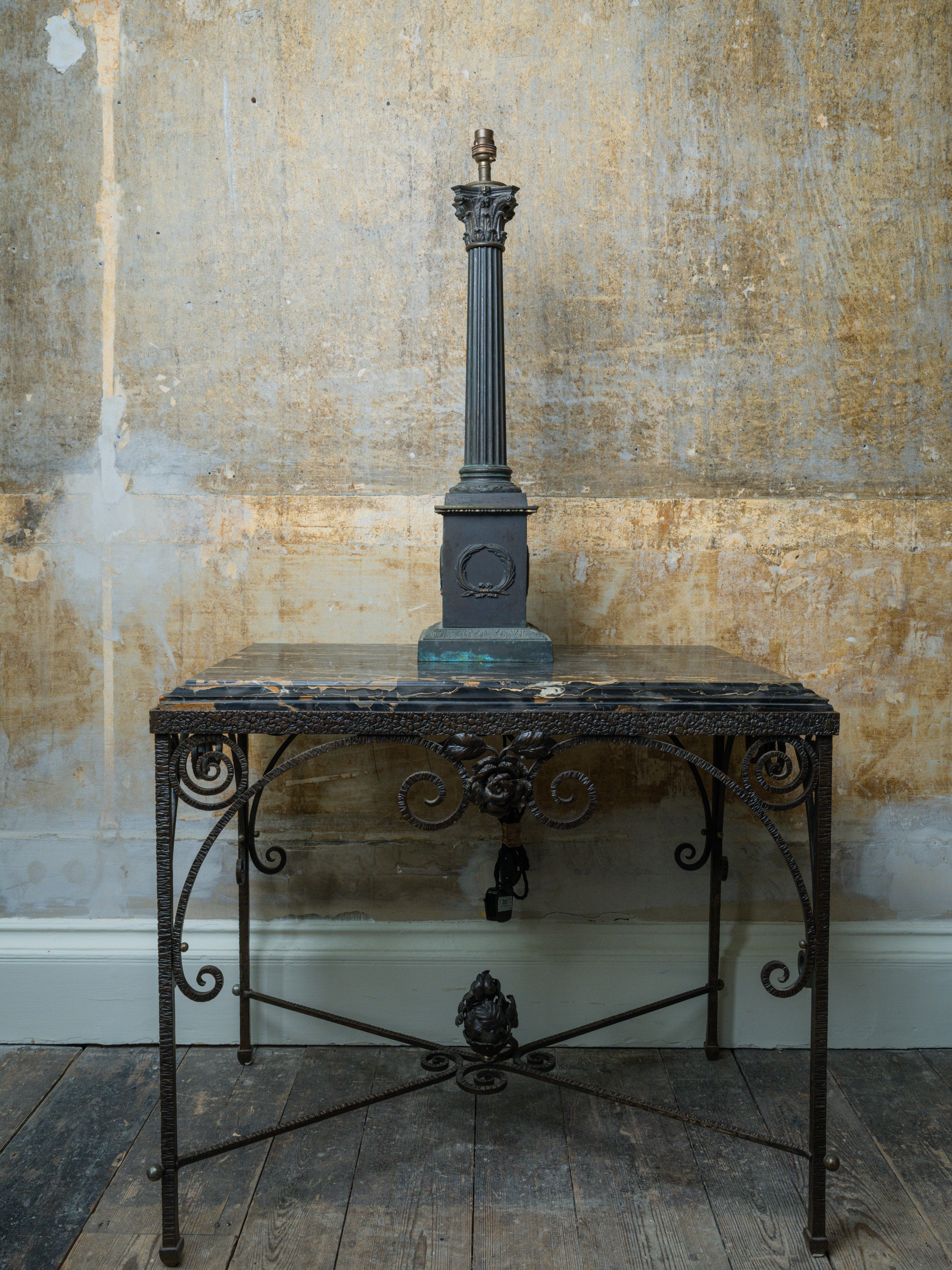 A Large 19th Century Column Table Lamp