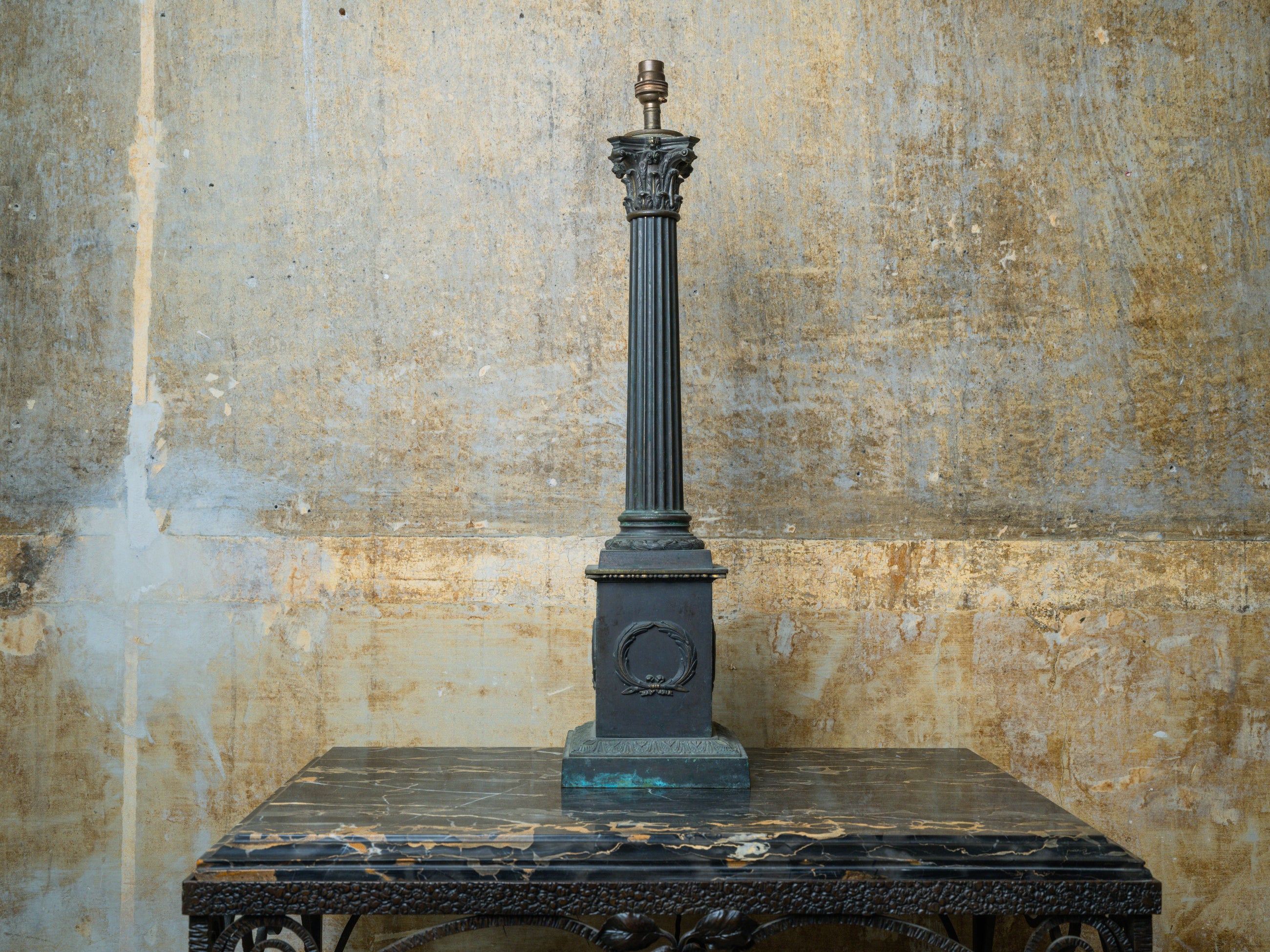 A Large 19th Century Column Table Lamp