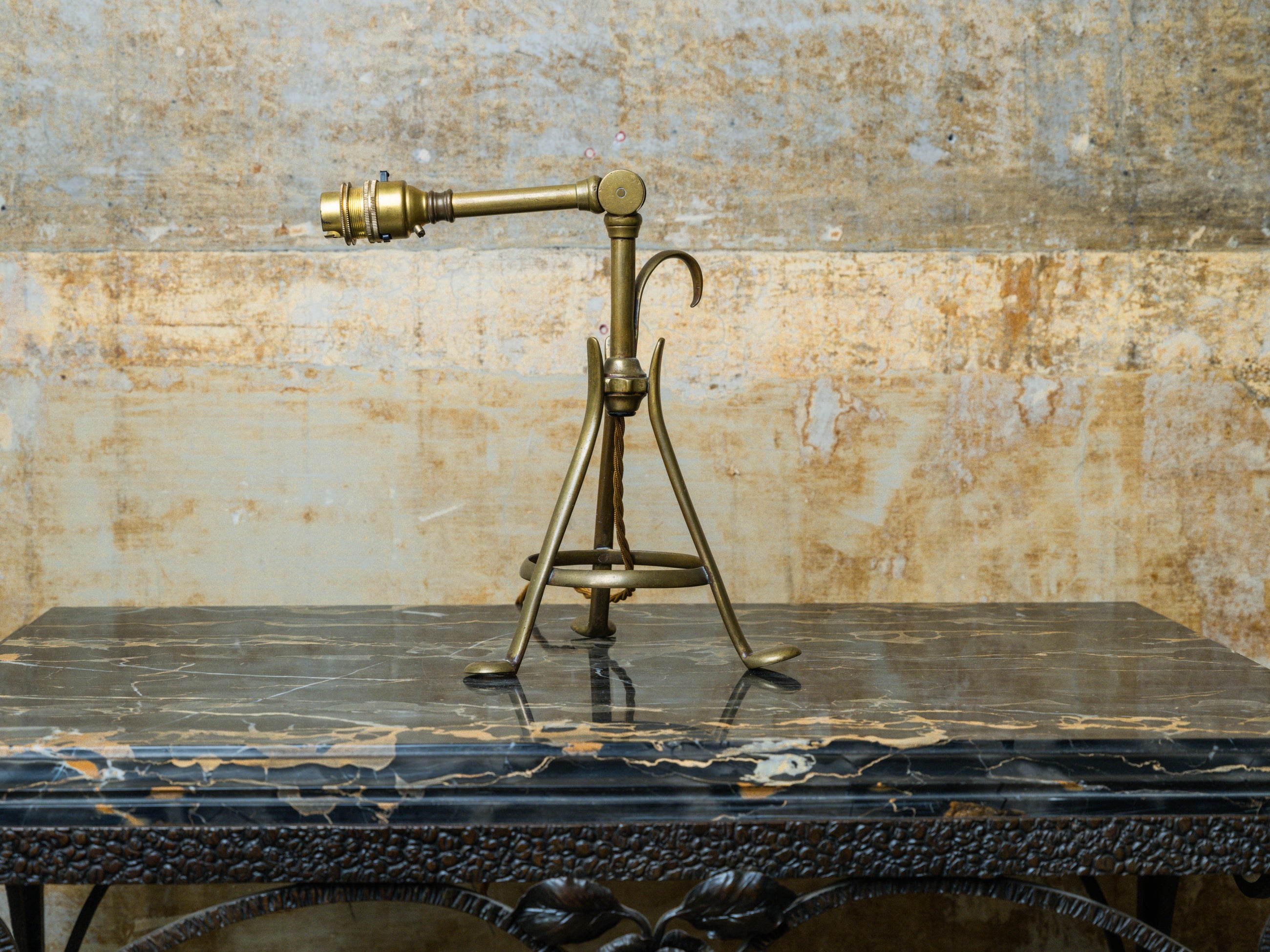 An Adjustable Brass W A S Benson Table Lamp