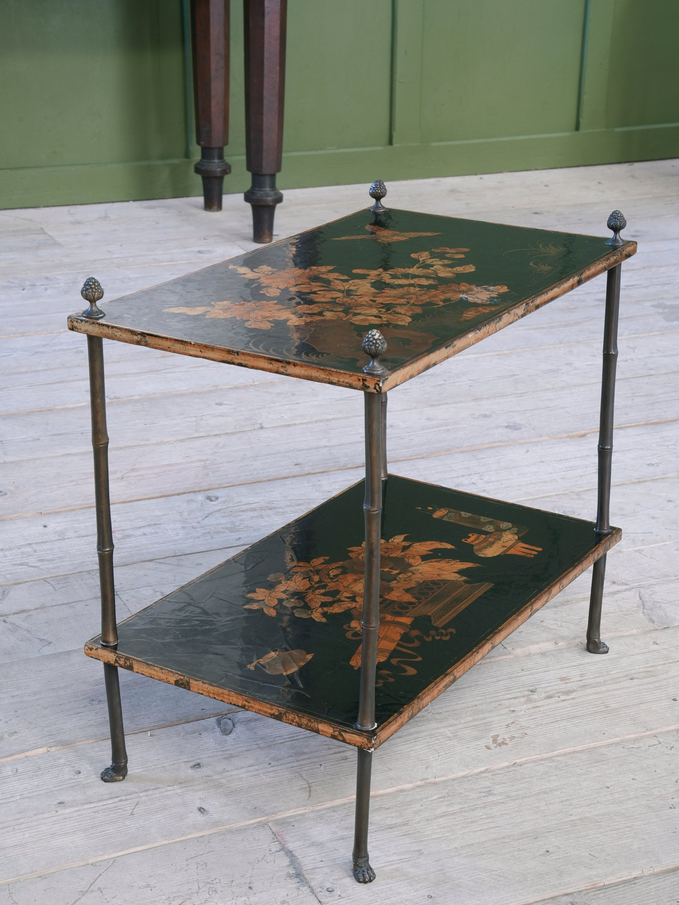 A Two Tier Chinoiserie Side Table