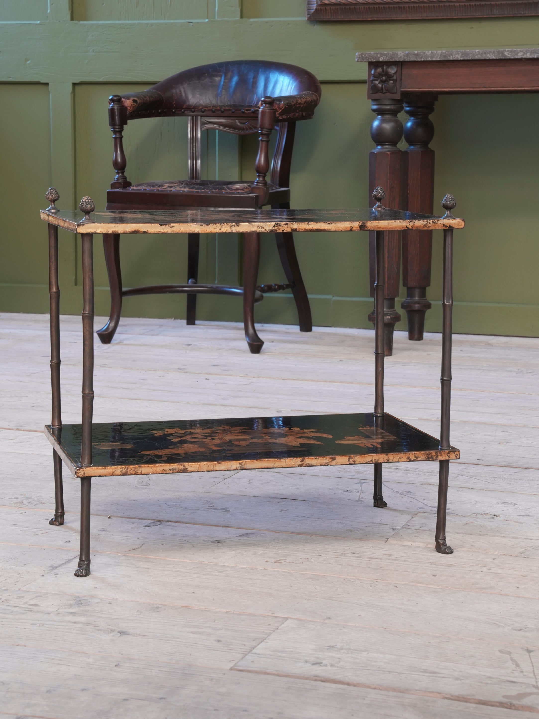 A Two Tier Chinoiserie Side Table