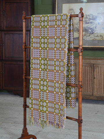 A Cream & Moss Green Welsh Tapestry Blanket