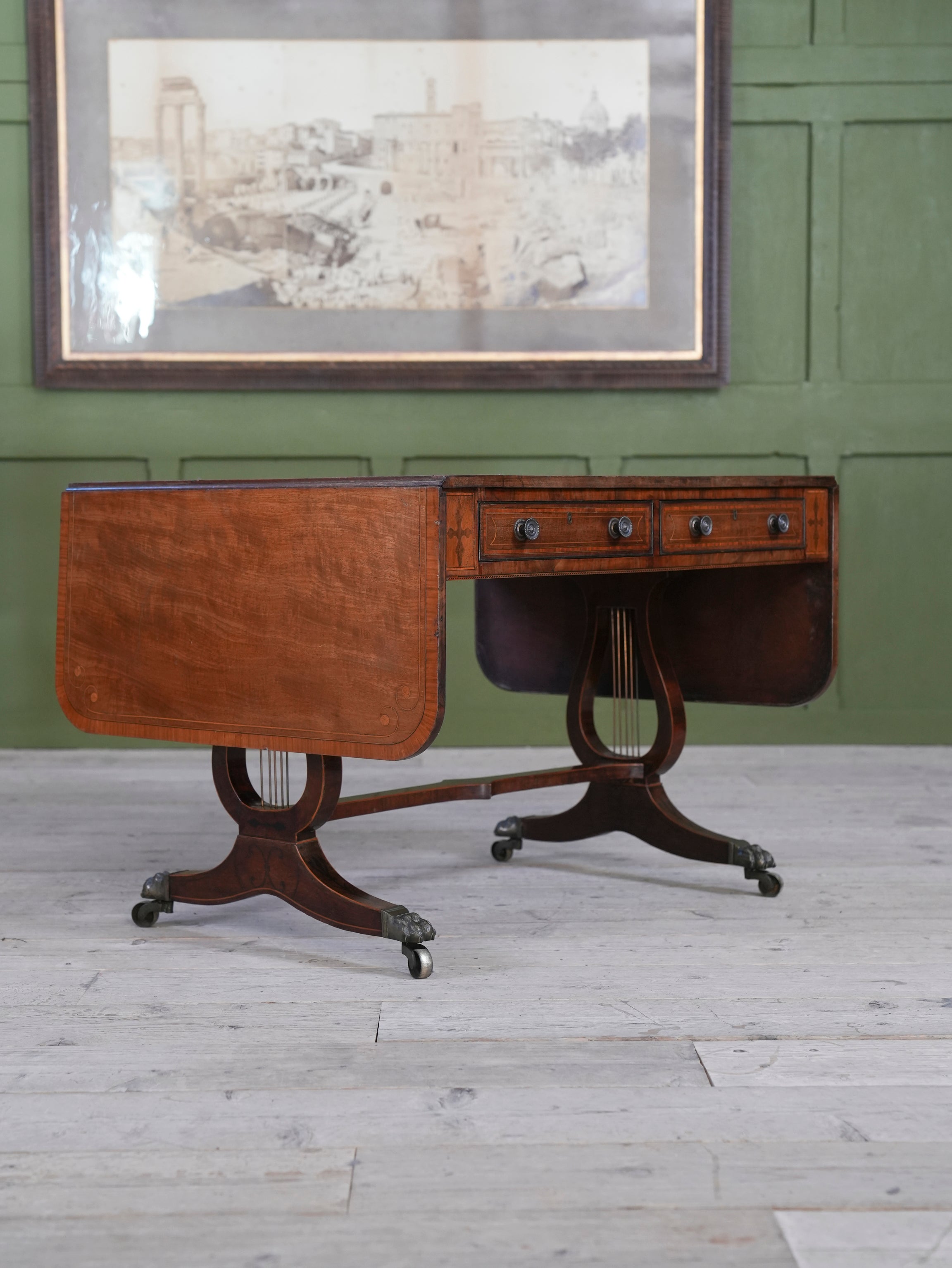 A Regency Lyre Support Sofa Table