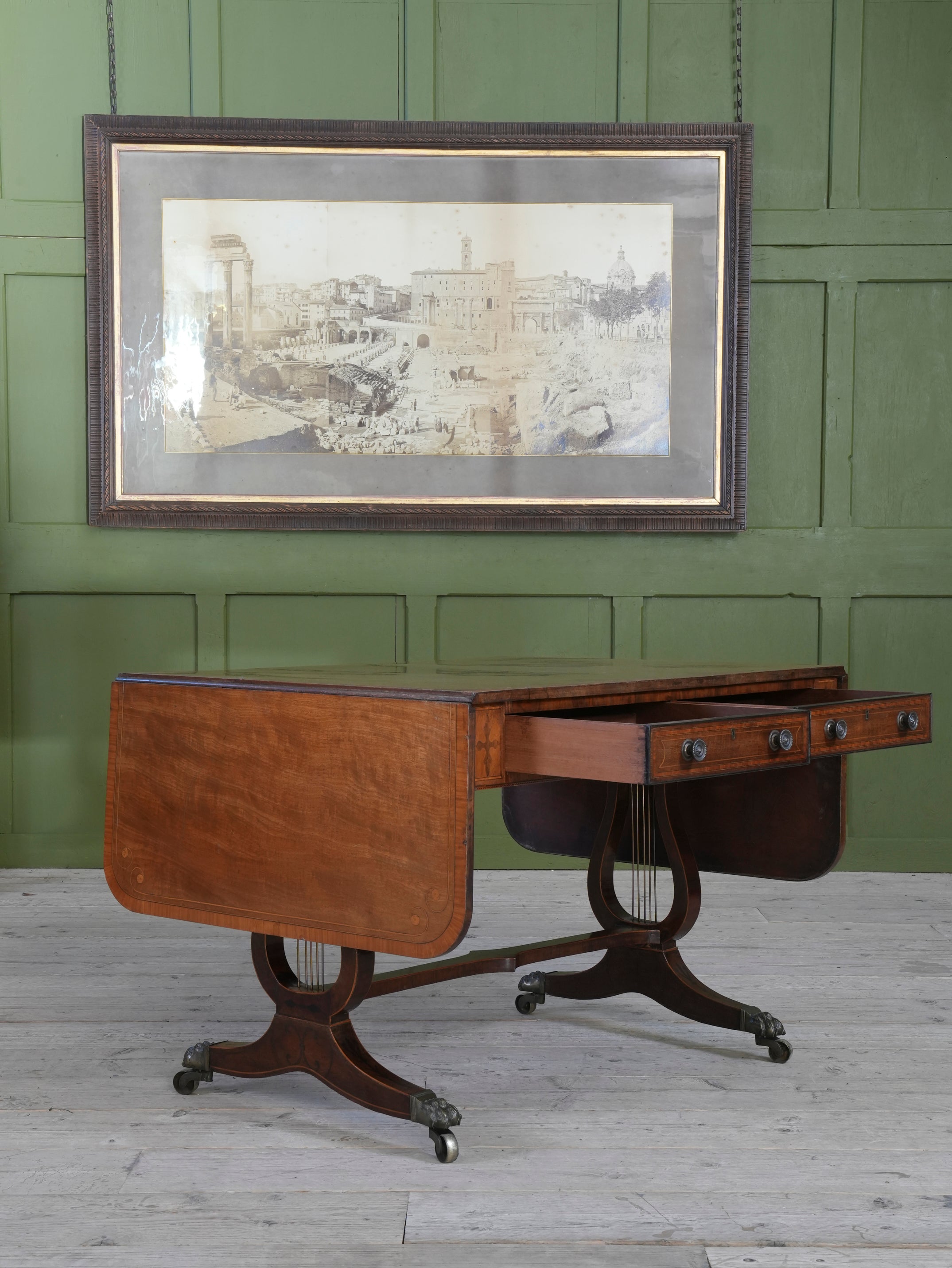 A Regency Lyre Support Sofa Table