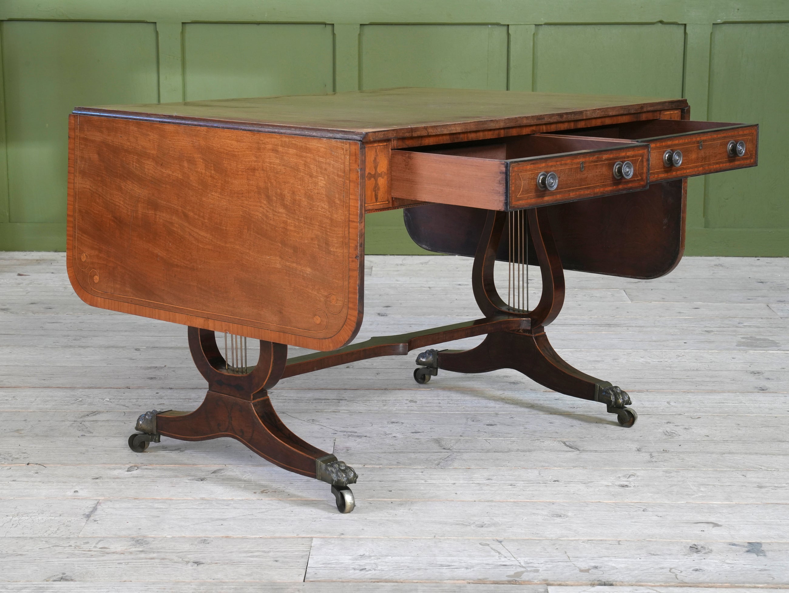 A Regency Lyre Support Sofa Table
