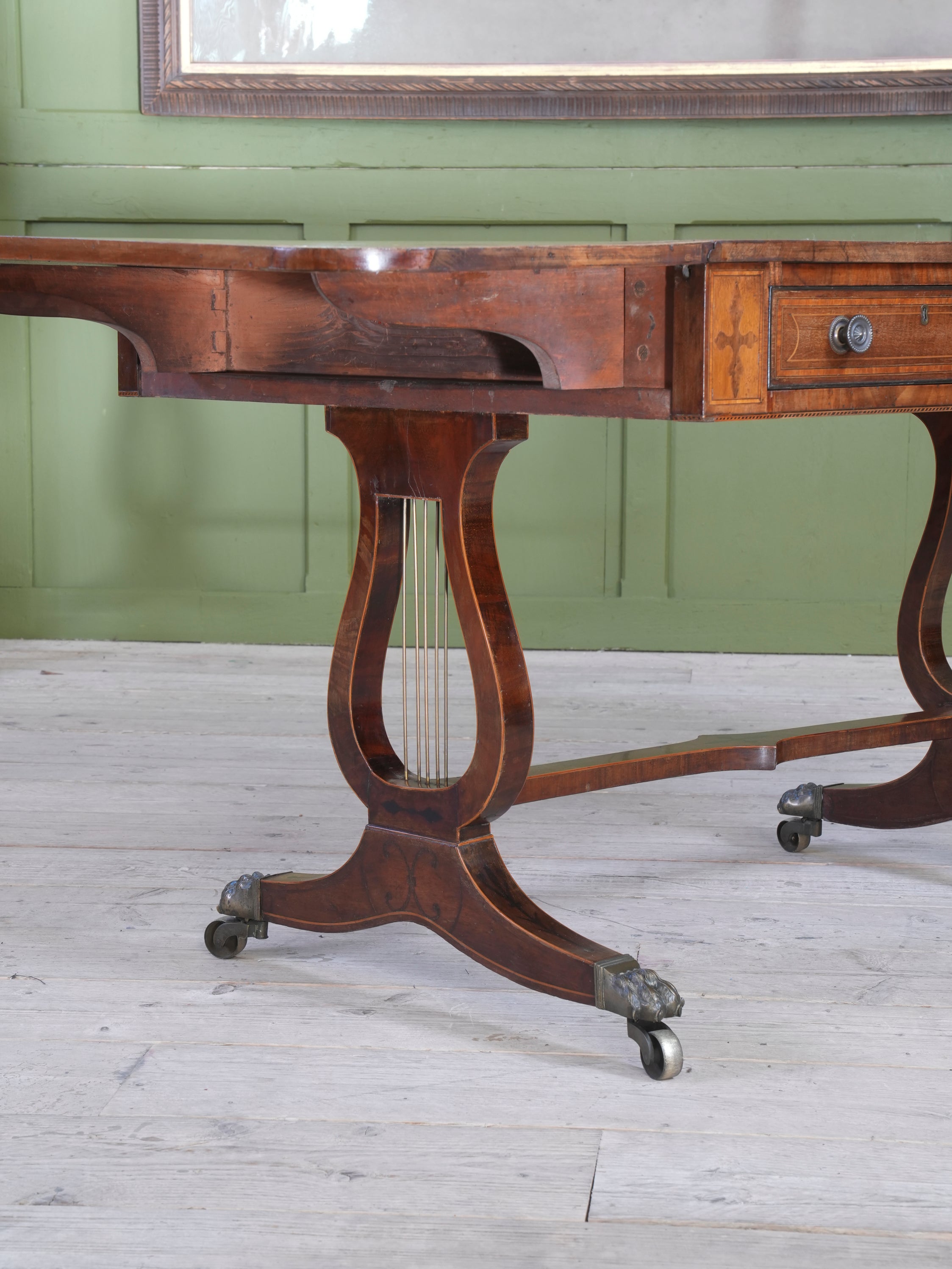 A Regency Lyre Support Sofa Table
