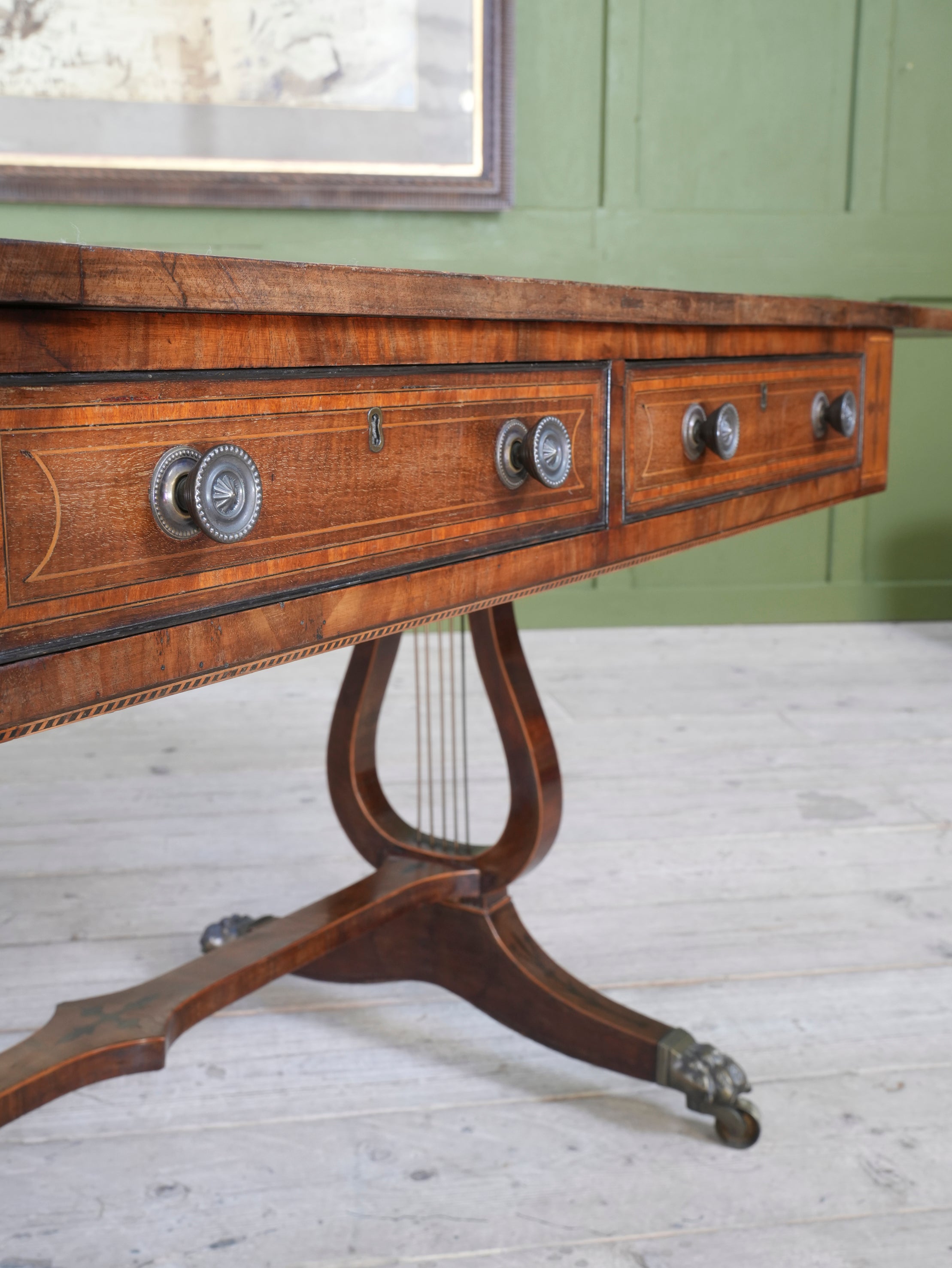 A Regency Lyre Support Sofa Table