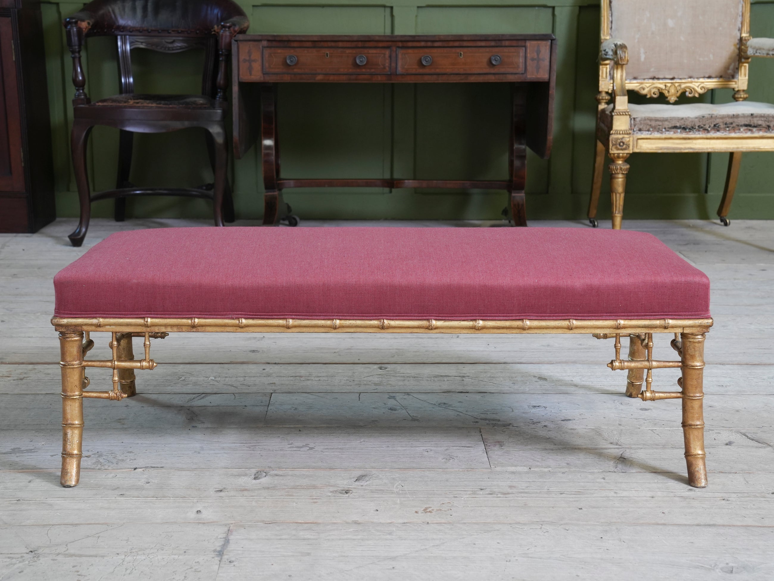 A 19th Century Faux Bamboo Gilt Stool