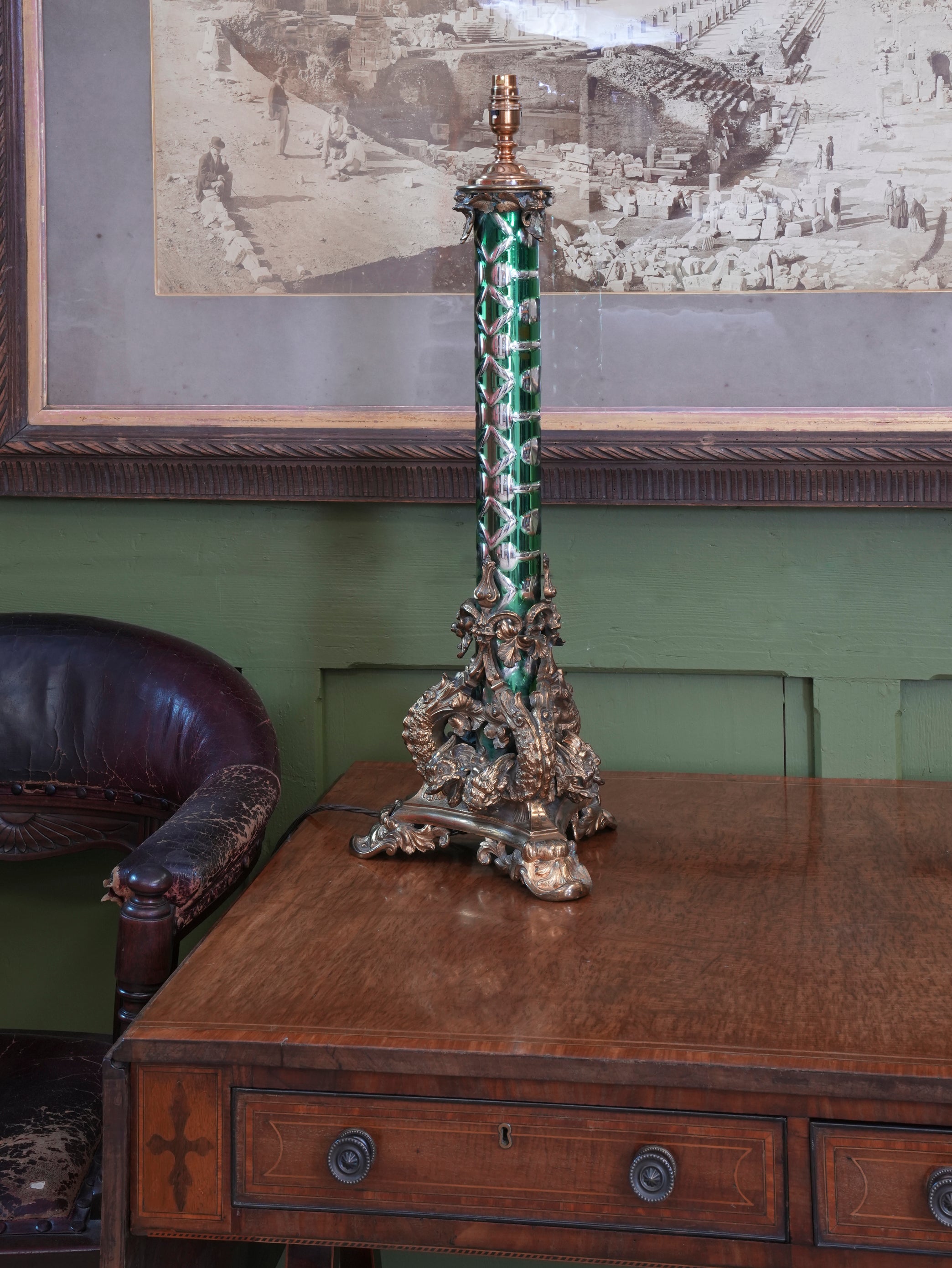 A large Scale 19th Century Cut Glass Table Lamp