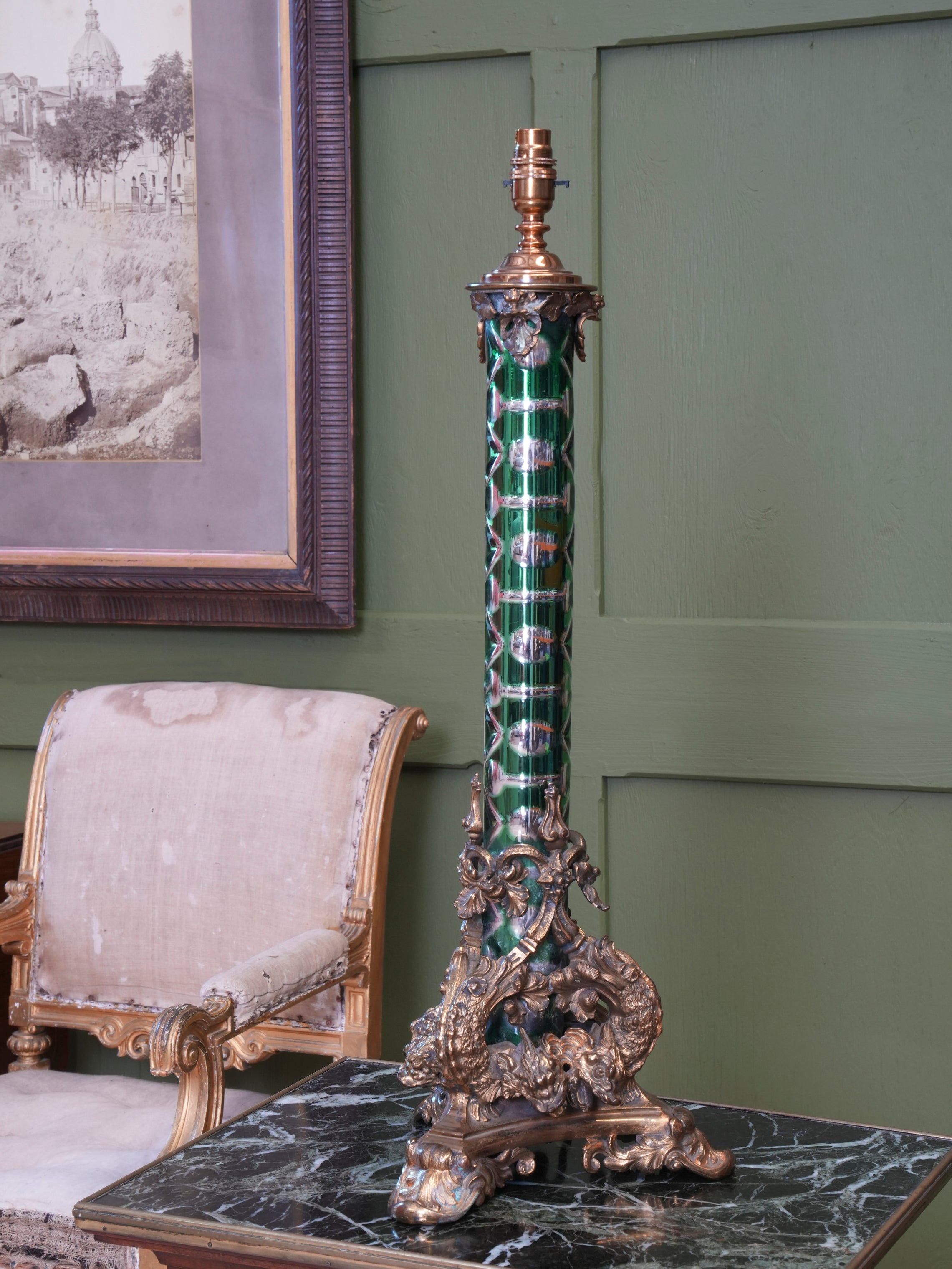 A large Scale 19th Century Cut Glass Table Lamp