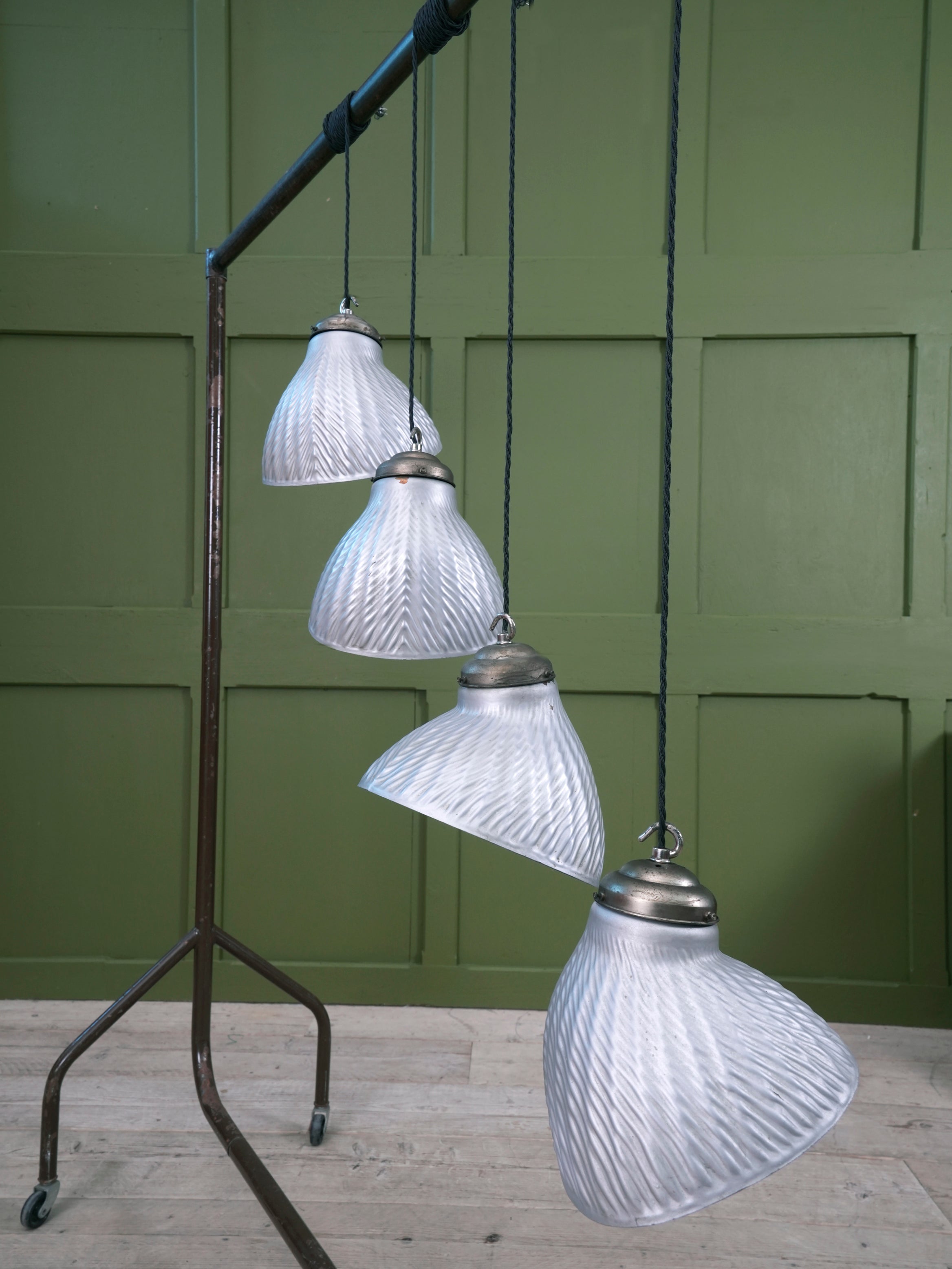 1930s Silvered Glass Parabolic Pendant Light