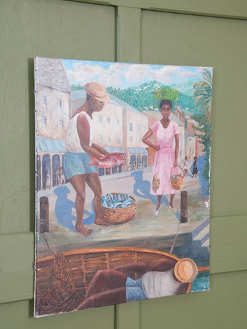 A Caribbean Harbour Oil On Canvas