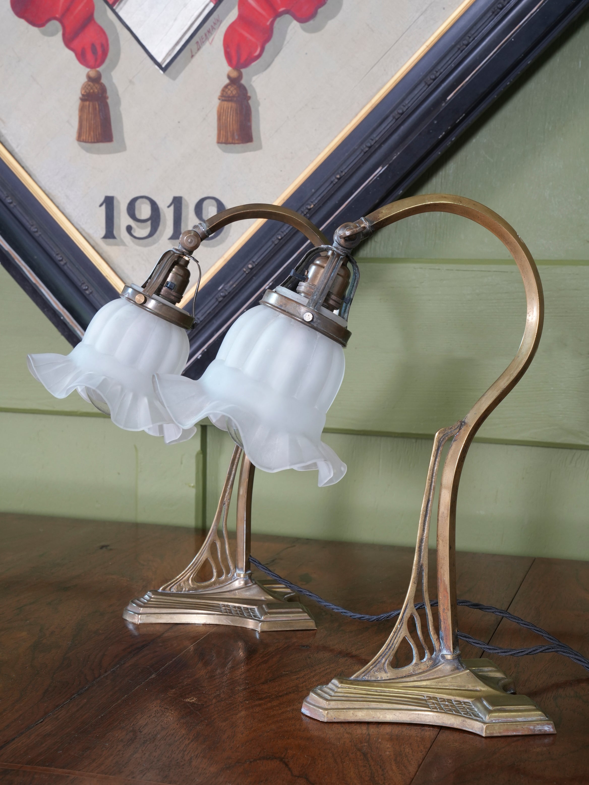 A Pair of Early 20th Century Brass Table Lamps