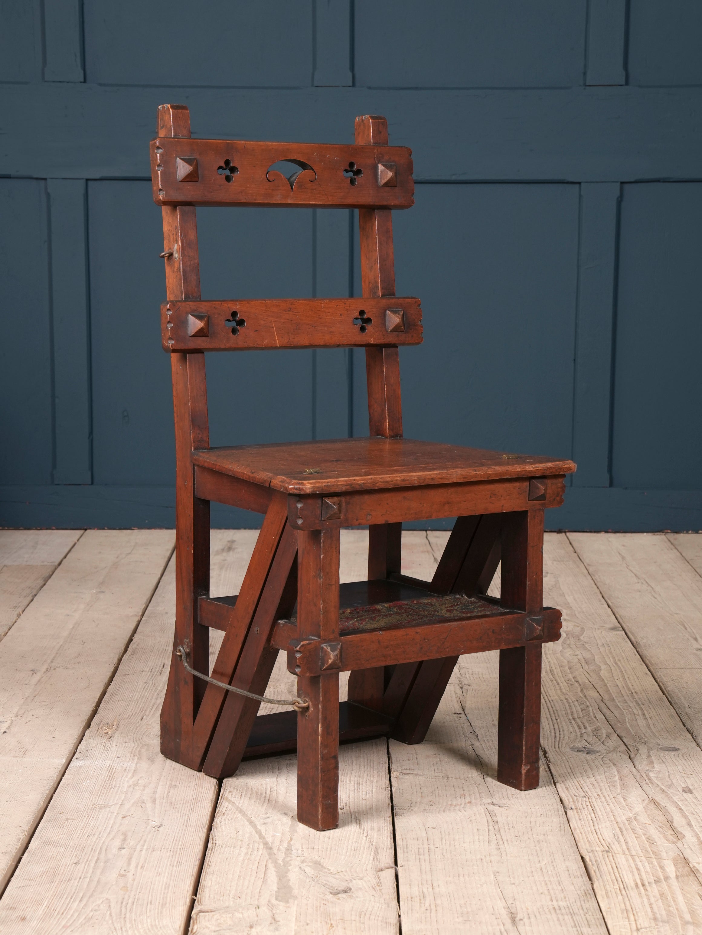 A Walnut Gothic Revival Metamorphic Chair