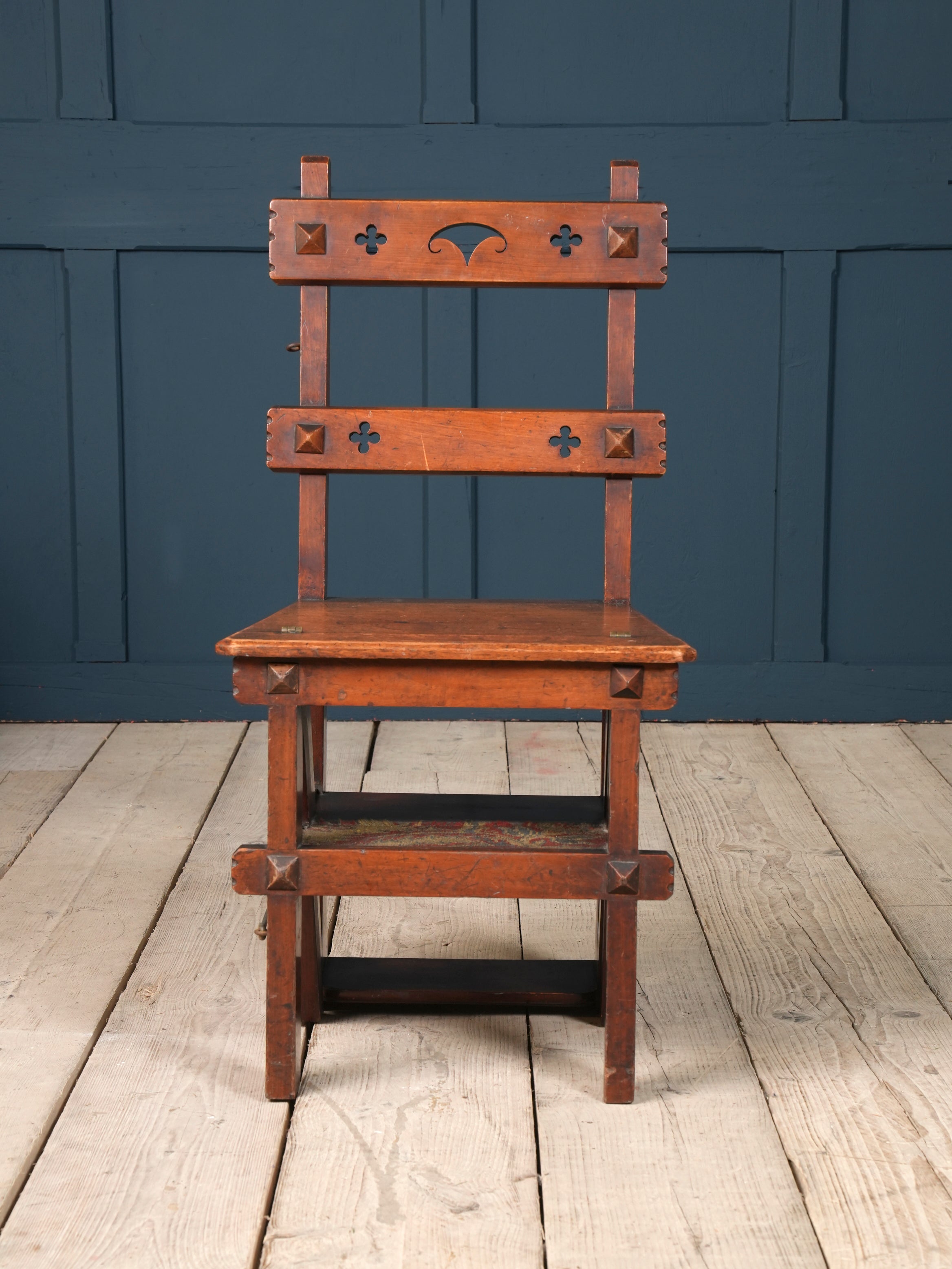 A Walnut Gothic Revival Metamorphic Chair