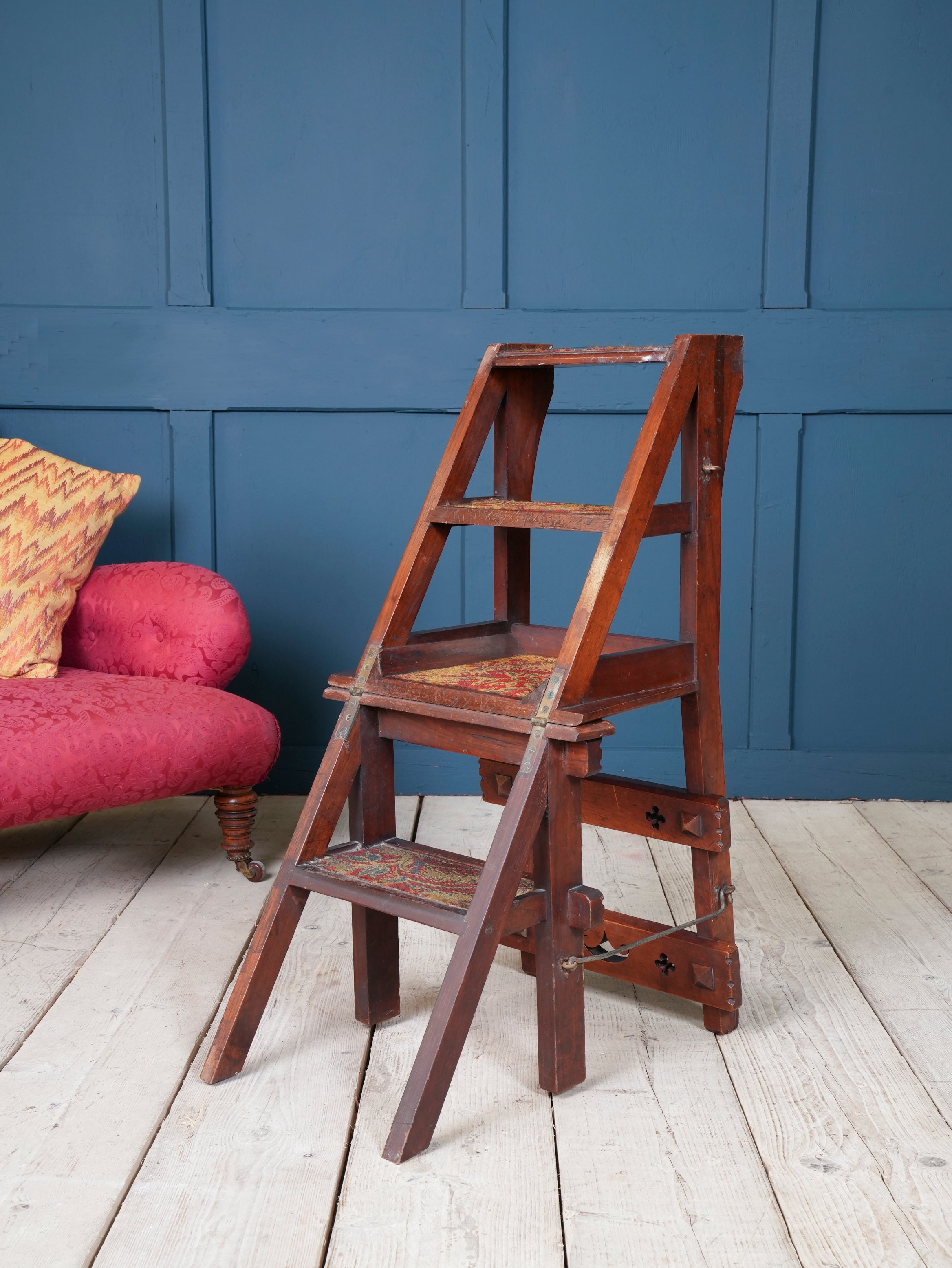 A Walnut Gothic Revival Metamorphic Chair