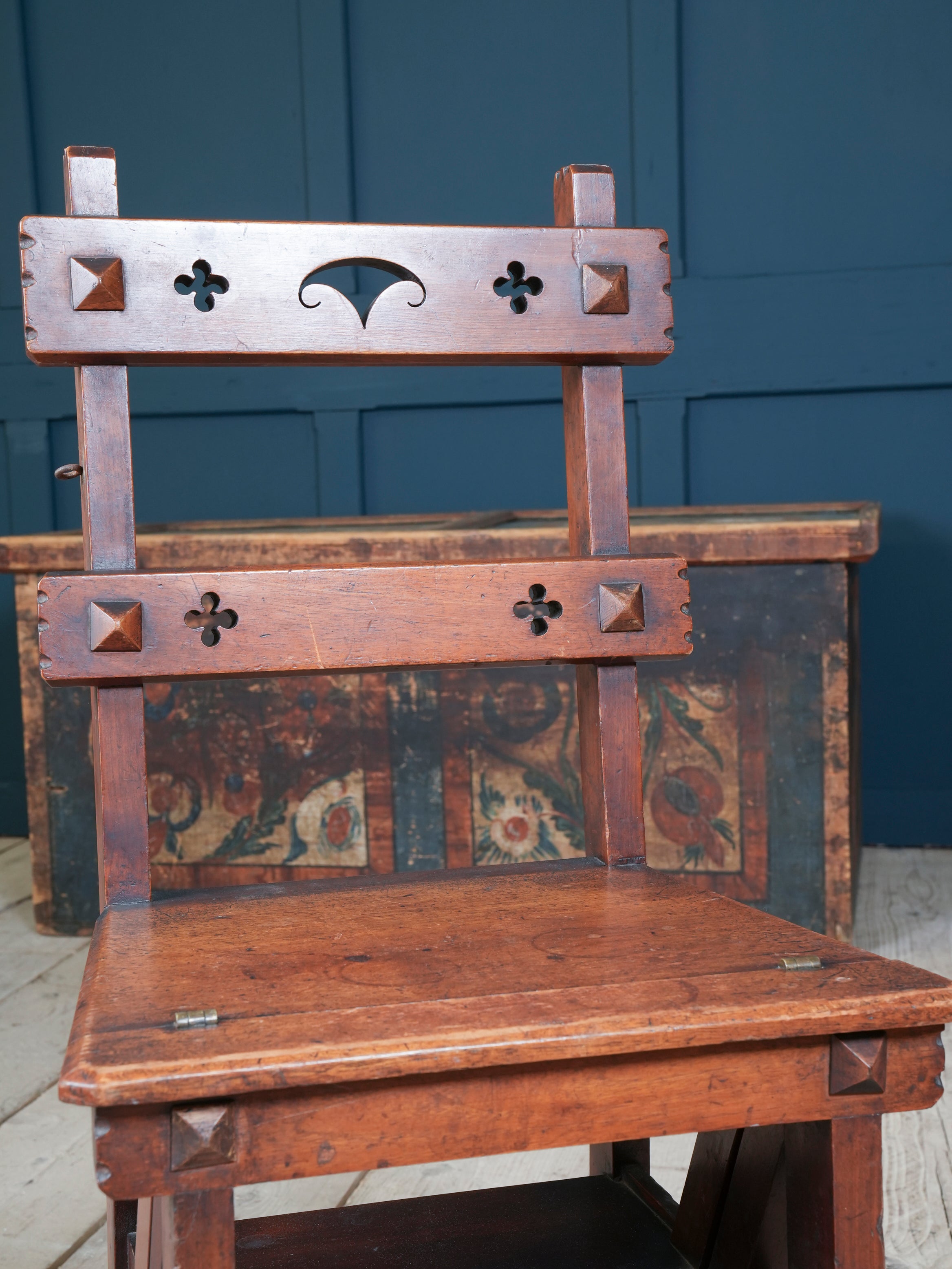 A Walnut Gothic Revival Metamorphic Chair