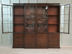 A Large George III Mahogany Breakfront Bookcase